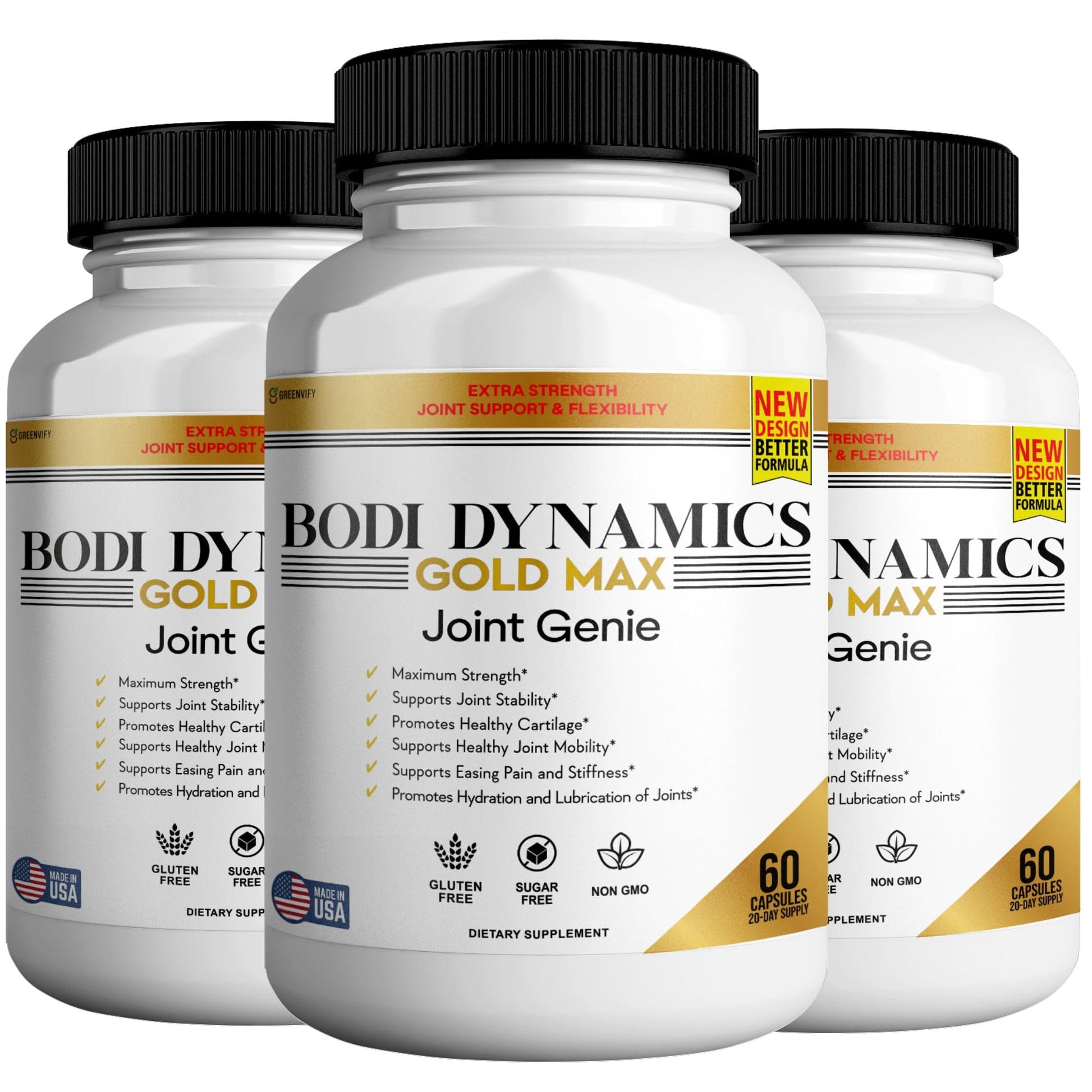 GREENVIFY Bodi Dynamics Gold Max Joint Genie Extra Strength Joint Support Supplement 1500mg Glucosamine Capsules 180