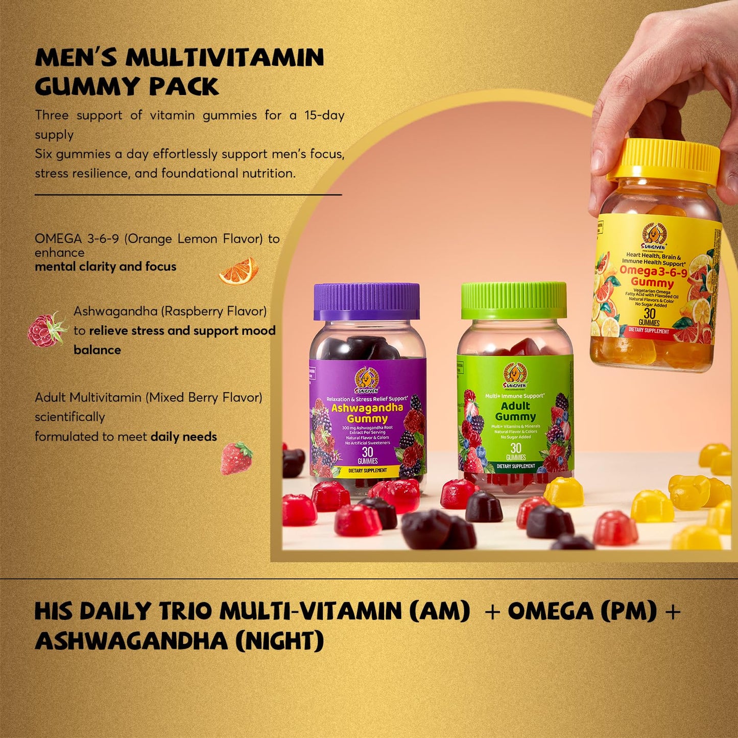 SUNGIVEN Men's Multivitamin Gummy, 90 Count