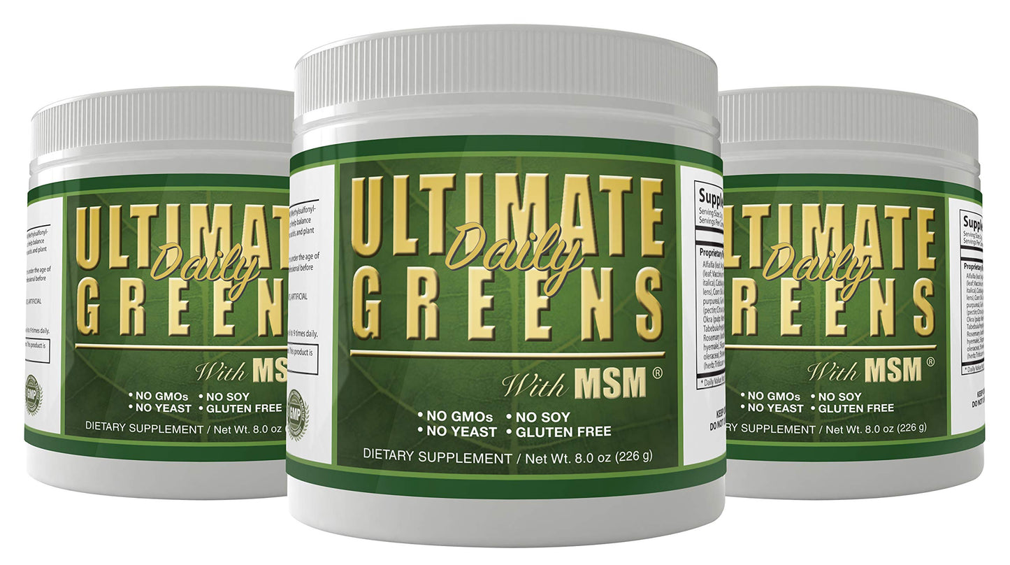 Daily Health Ultimate Greens Powder Immune Support Vegan Friendly Vegetable Alkalize Drink NO GMO Gluten Soy Free 24 Servings