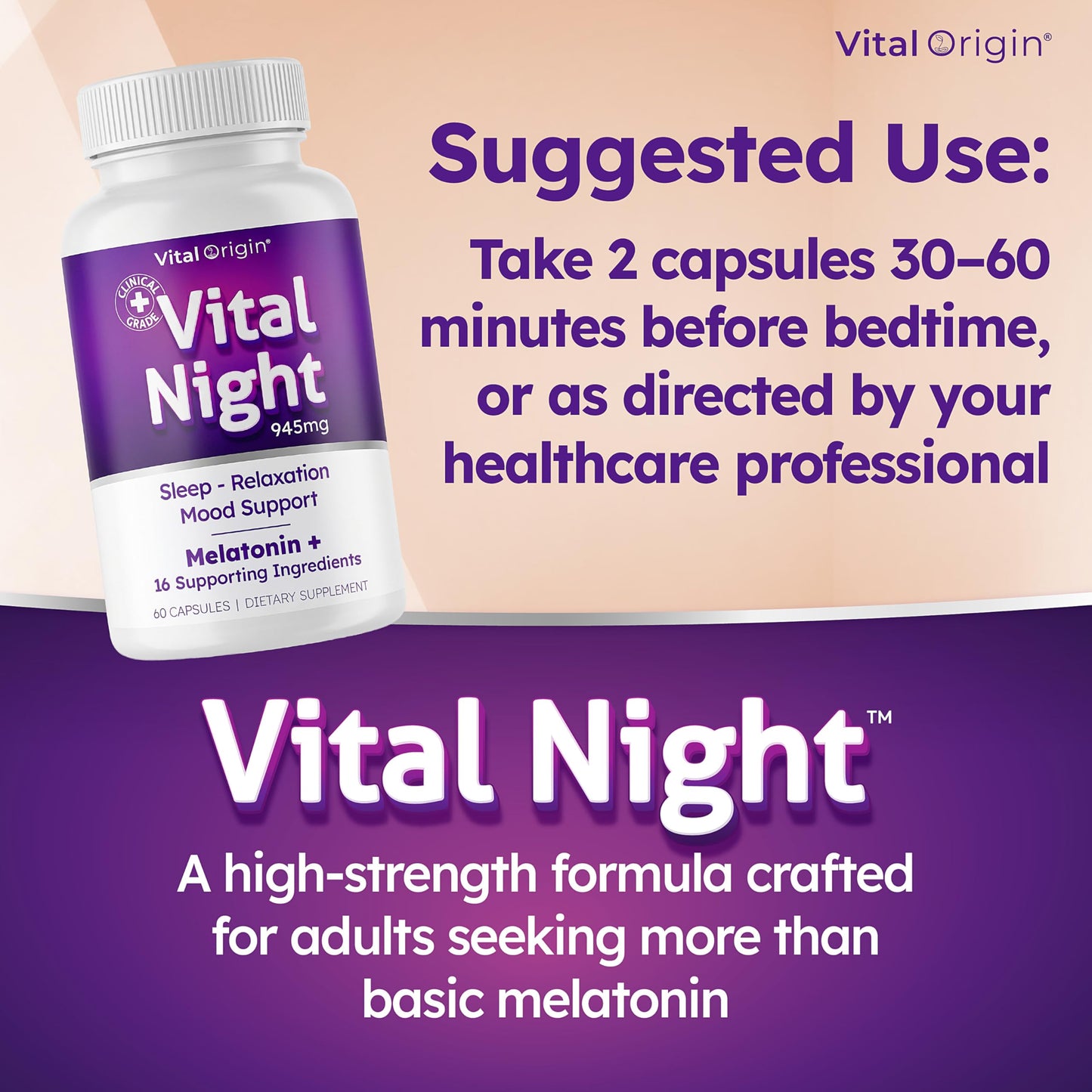 VITAL ORIGIN Vital Night Capsule, 60 Count