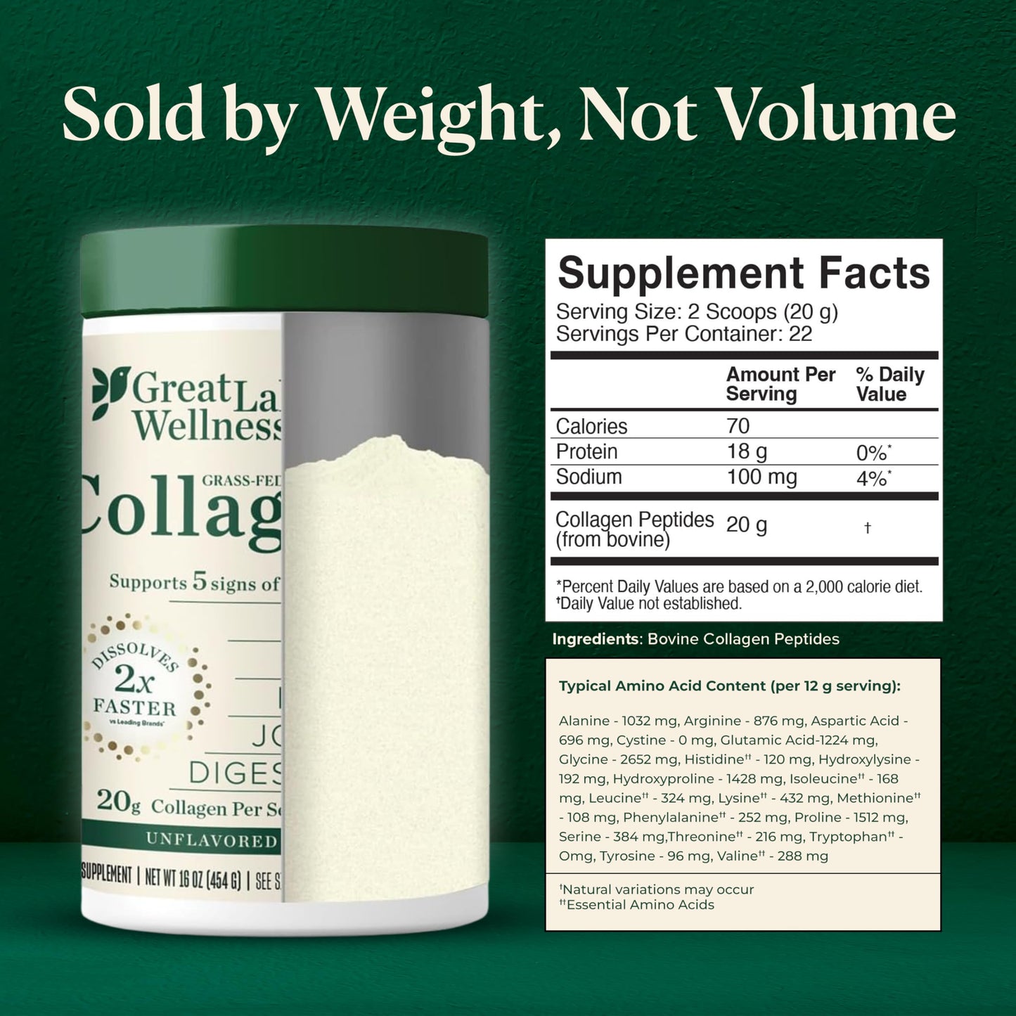 Great Lakes Wellness Collagen Peptides Powder 16 oz