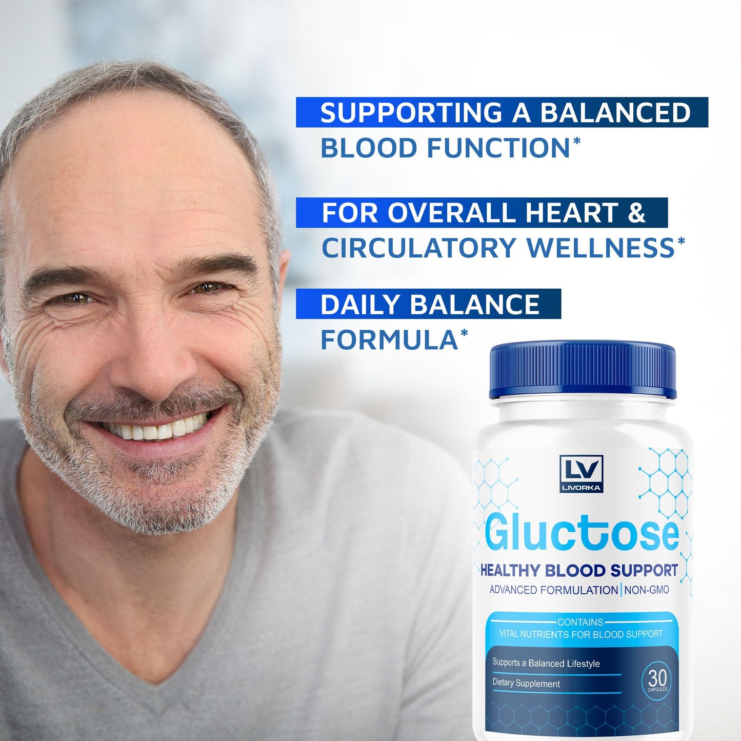 LIVORKA Gluctose Advanced Blood Support Capsules, 30 Count