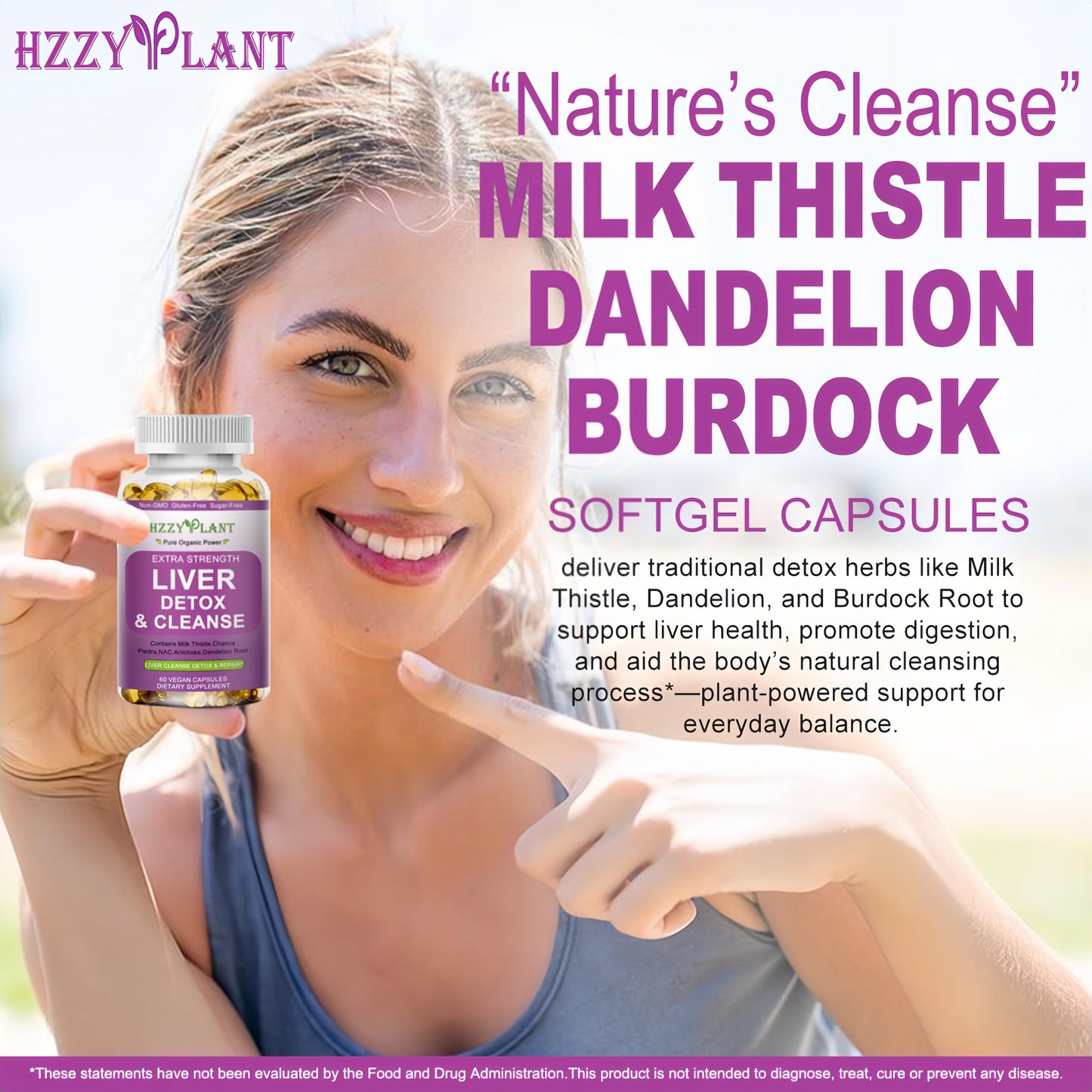 HZZYPLANT Liver Cleanse Detox & Repair Softgel Capsules, 60 Softgels