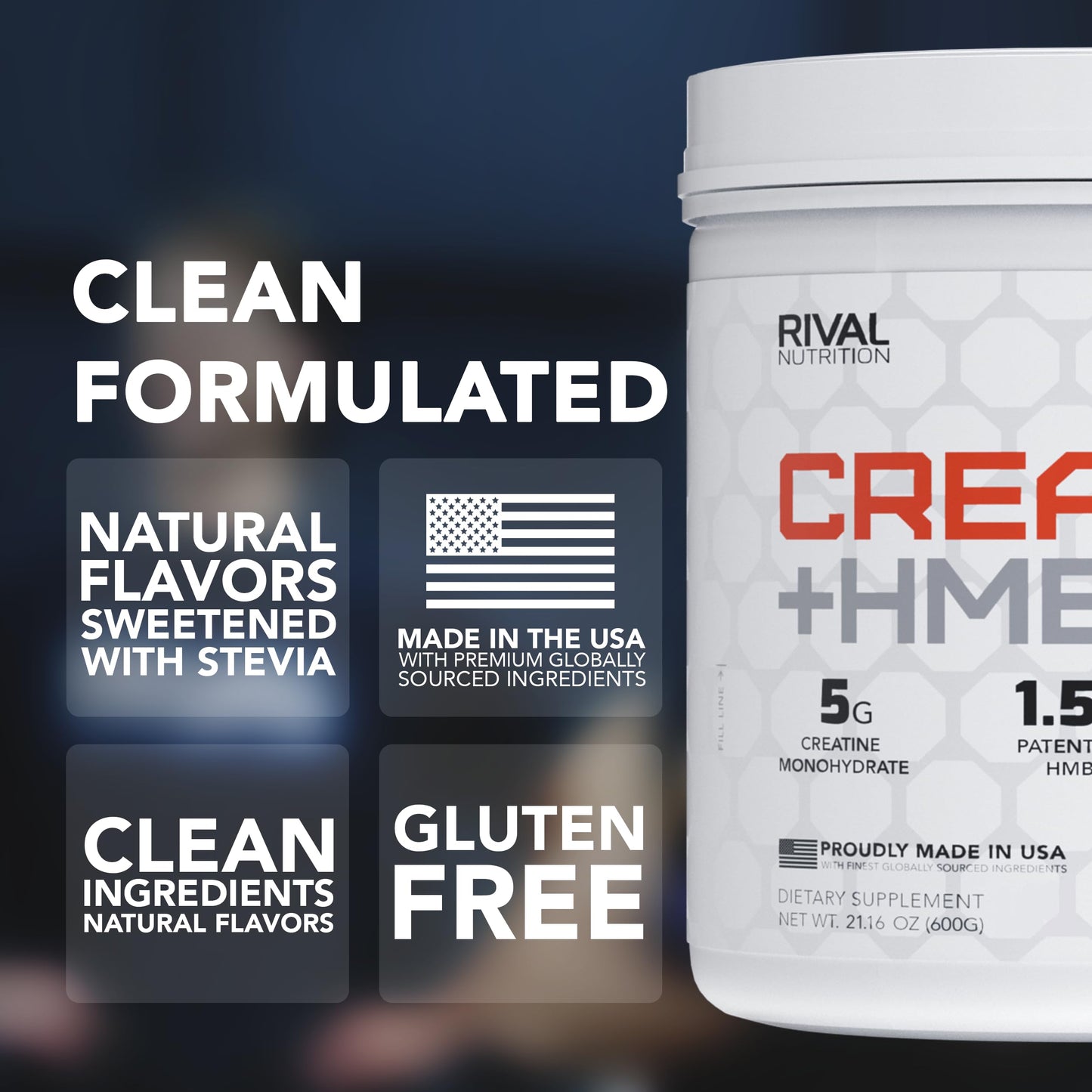 RIVAL NUTRITION Creatine + HMB I Powder, 30 Servings
