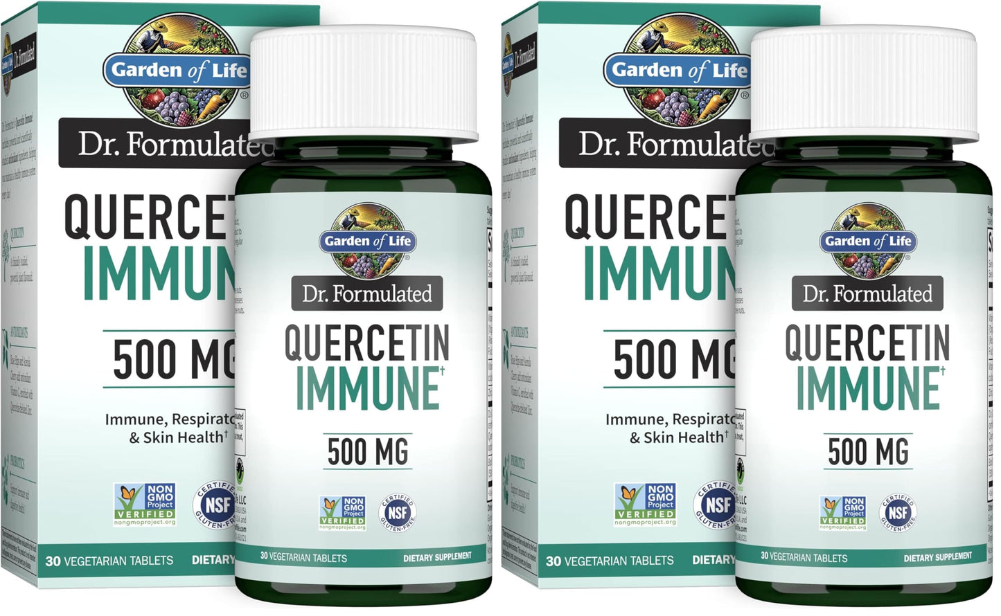 Garden of Life Quercetin Once Daily Immune System Support with Vitamin C, D & Probiotics – Dr Formulated, Immune Health, Respiratory & Skin Health, Gluten Free, Non-GMO, 60 Vegetarian Tablets