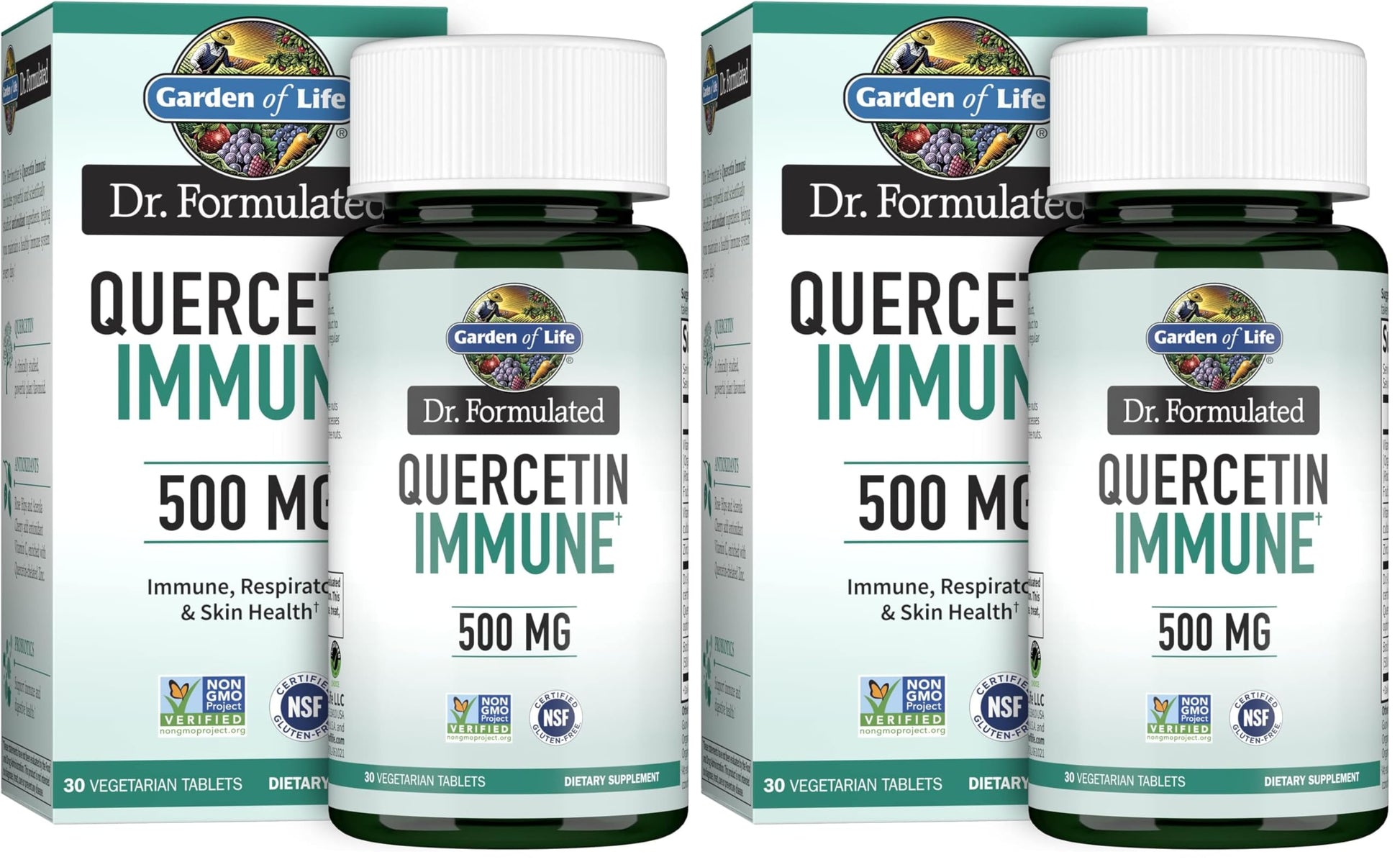Garden of Life Quercetin Once Daily Immune System Support with Vitamin C, D & Probiotics – Dr Formulated, Immune Health, Respiratory & Skin Health, Gluten Free, Non-GMO, 60 Vegetarian Tablets