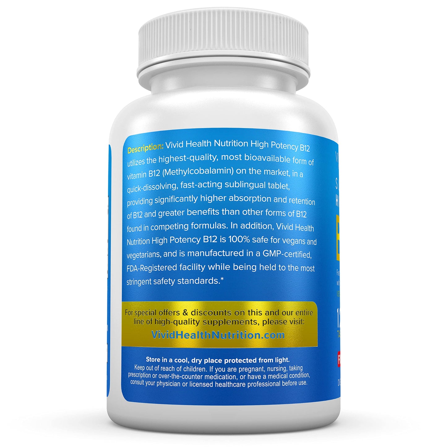 Vivid Health Nutrition Vitamin B12 Sublingual Tablet 120 Count