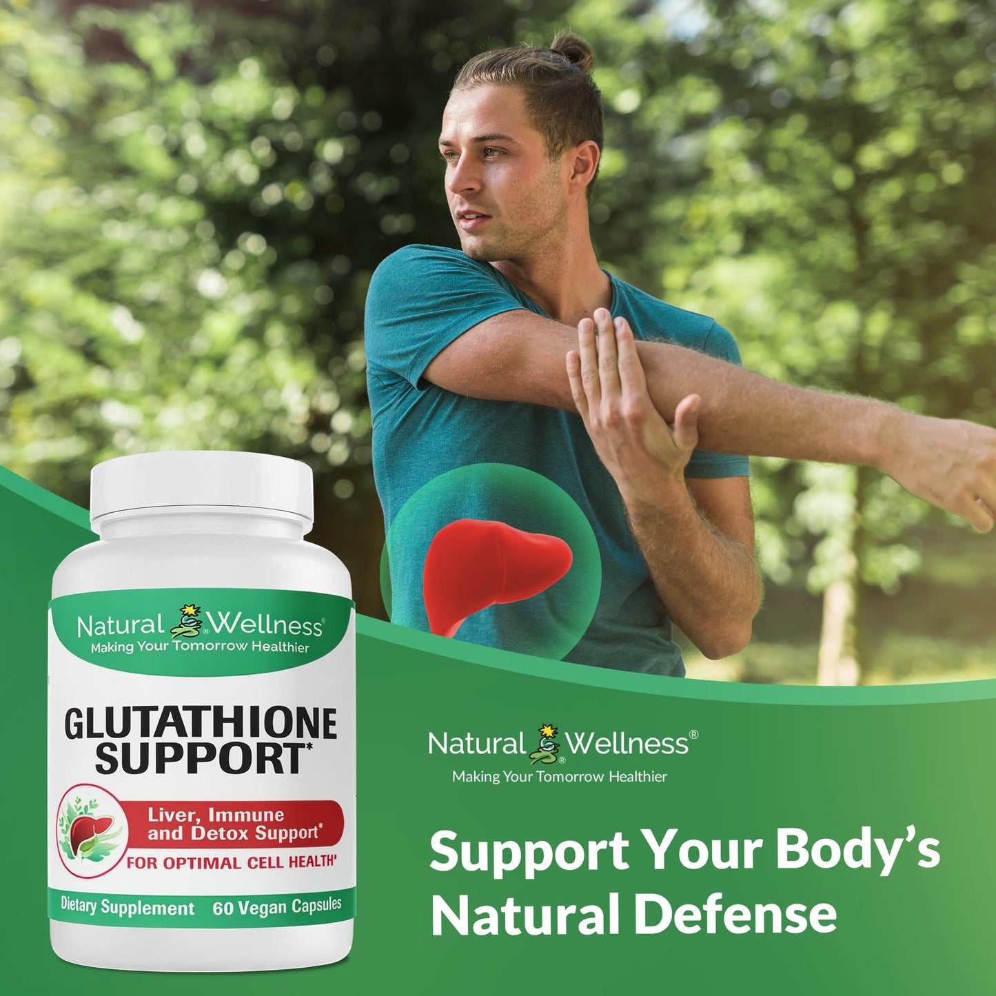 Natural Wellness Glutathione Supplement Liposomal Glutathione with Cofactors for Antioxidant, Liver Detox & Immune Support – Vegan Glutathione Capsules, Non-GMO, 60 Count