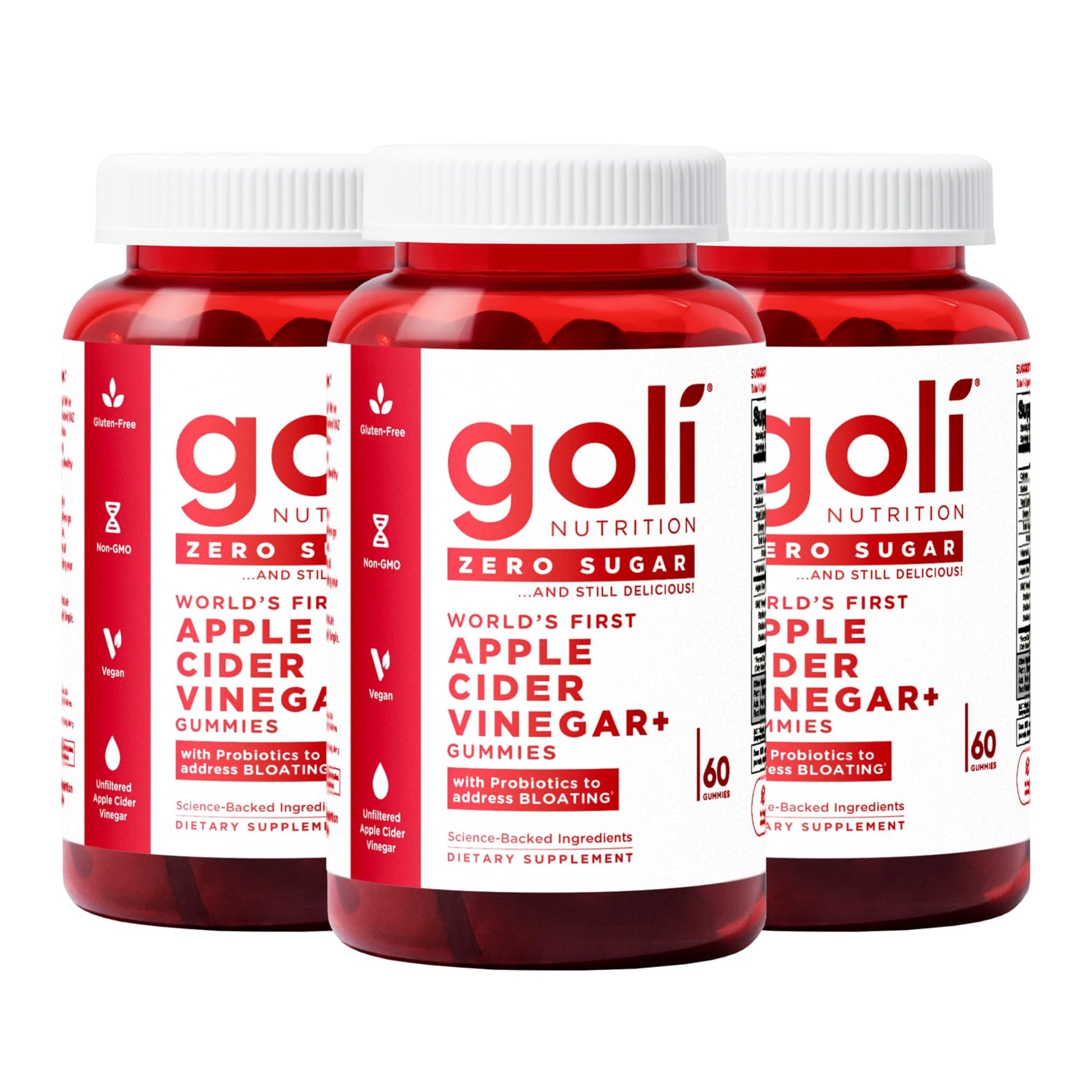 Goli Zero Sugar Apple Cider Vinegar Gummies, 180 Count