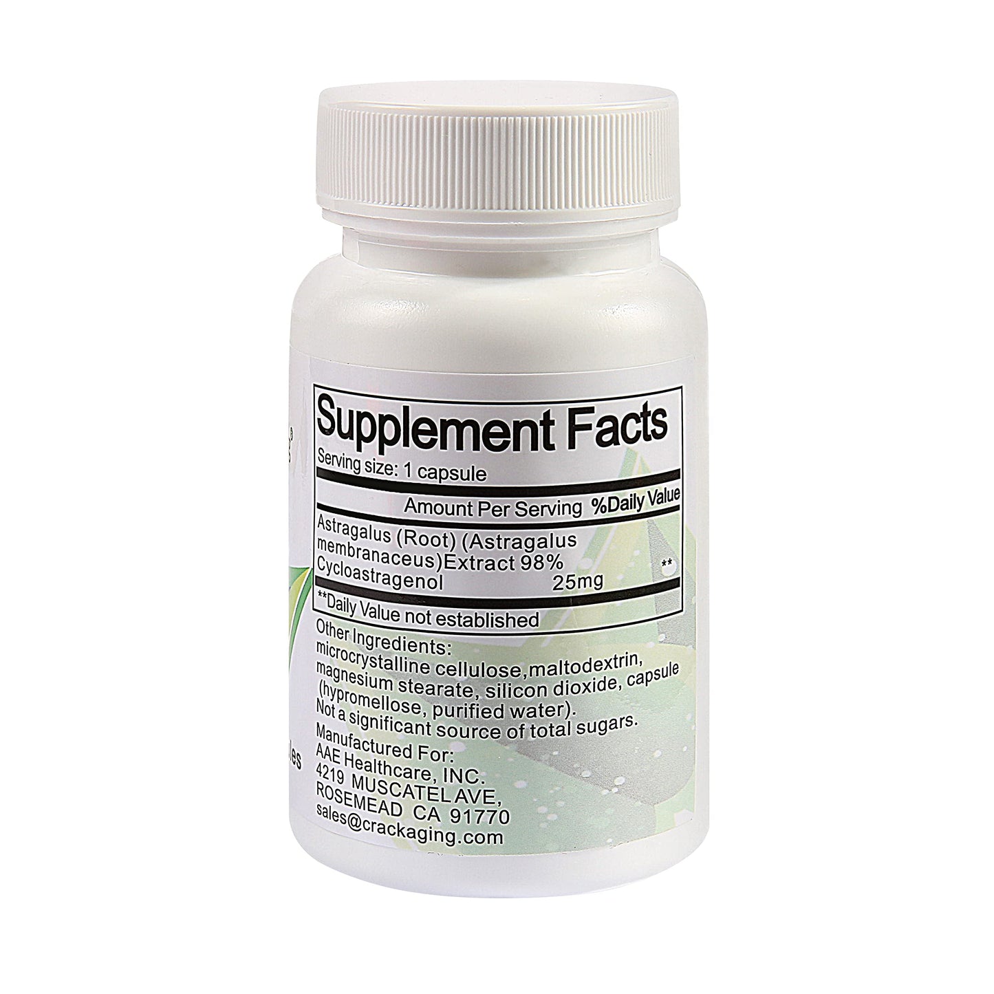 Crackaging Super-Absorption Cycloastragenol 98% 25mg Capsule 30 Count
