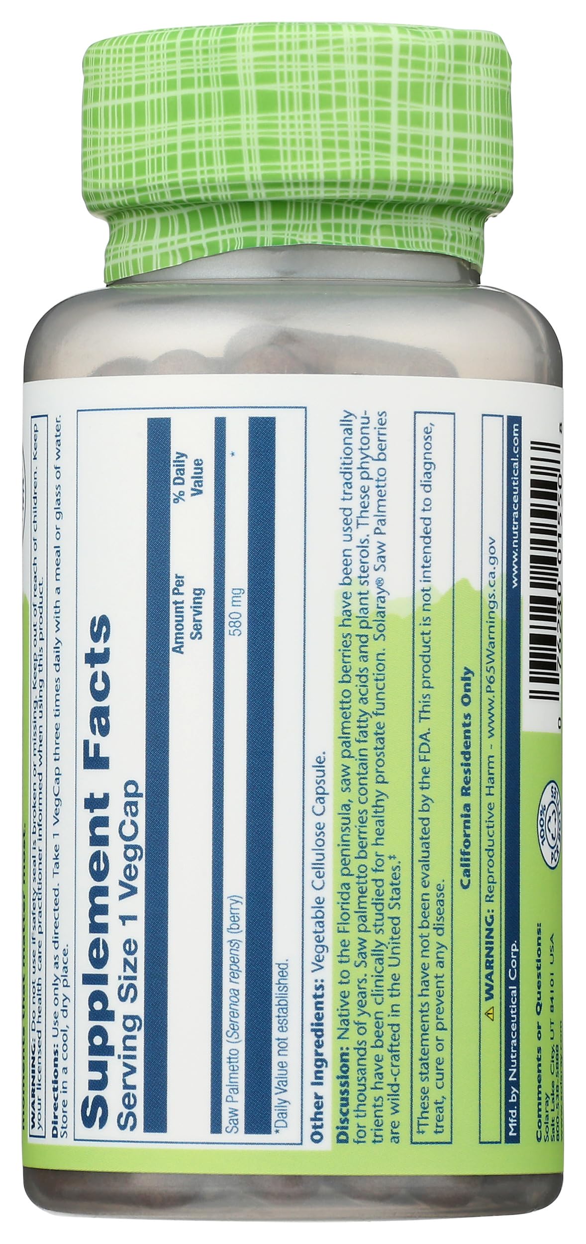 SOLARAY Saw Palmetto Berry 580 mg VegCaps 100