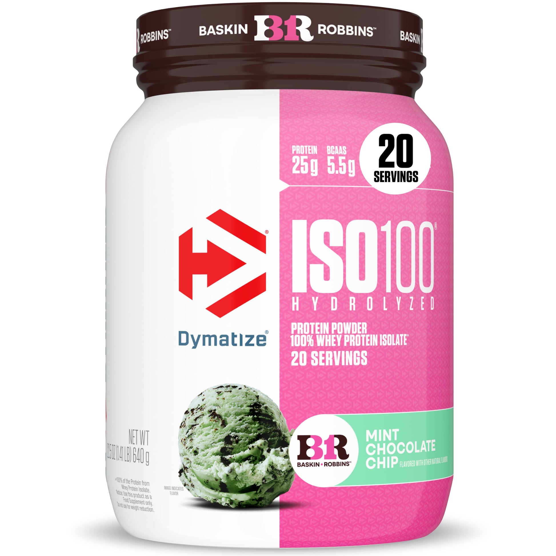 Dymatize ISO100 Whey Protein Isolate Powder, Mint Chocolate Chip, 1.4 lb