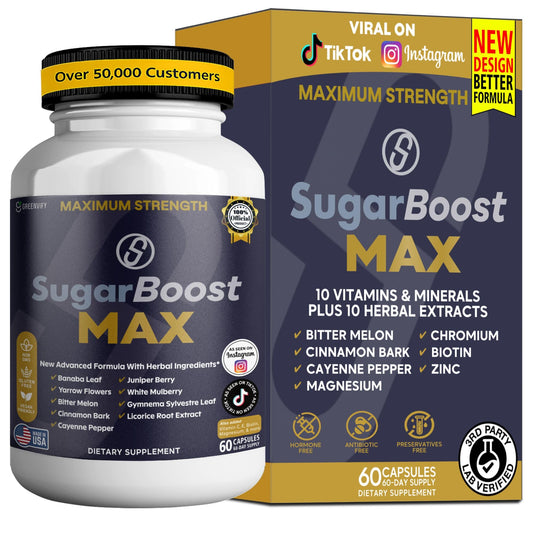 GREENVIFY SugarBoost MAX Dietary Supplement Capsules, 60 Capsules