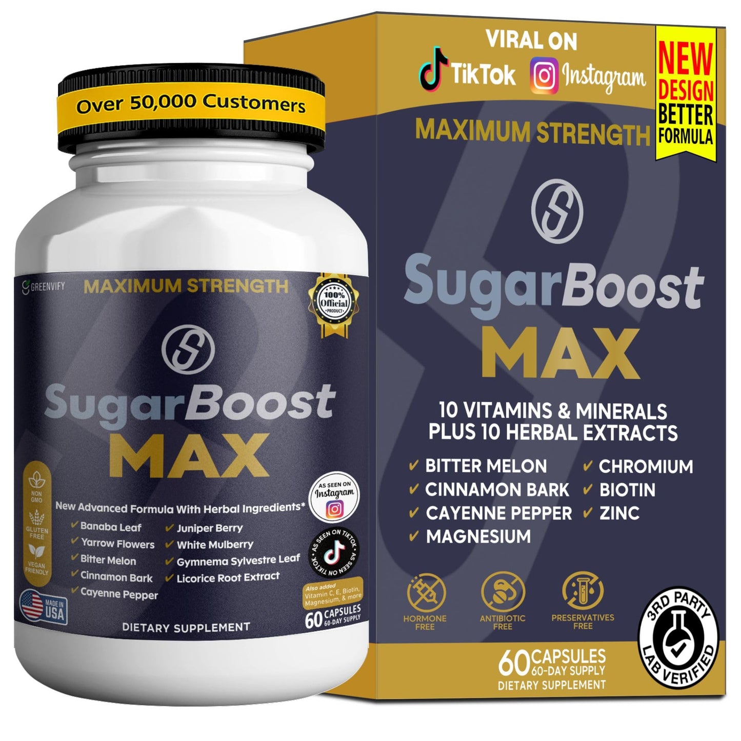 GREENVIFY SugarBoost MAX Dietary Supplement Capsules, 60 Capsules
