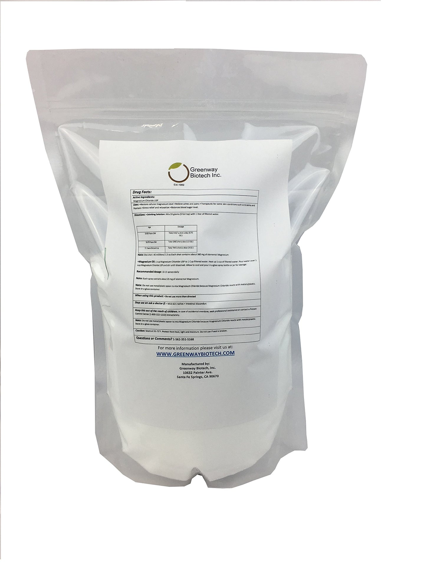 Greenway Biotech, Inc. Magnesium Chloride USP Supplement Powder 64 Ounces