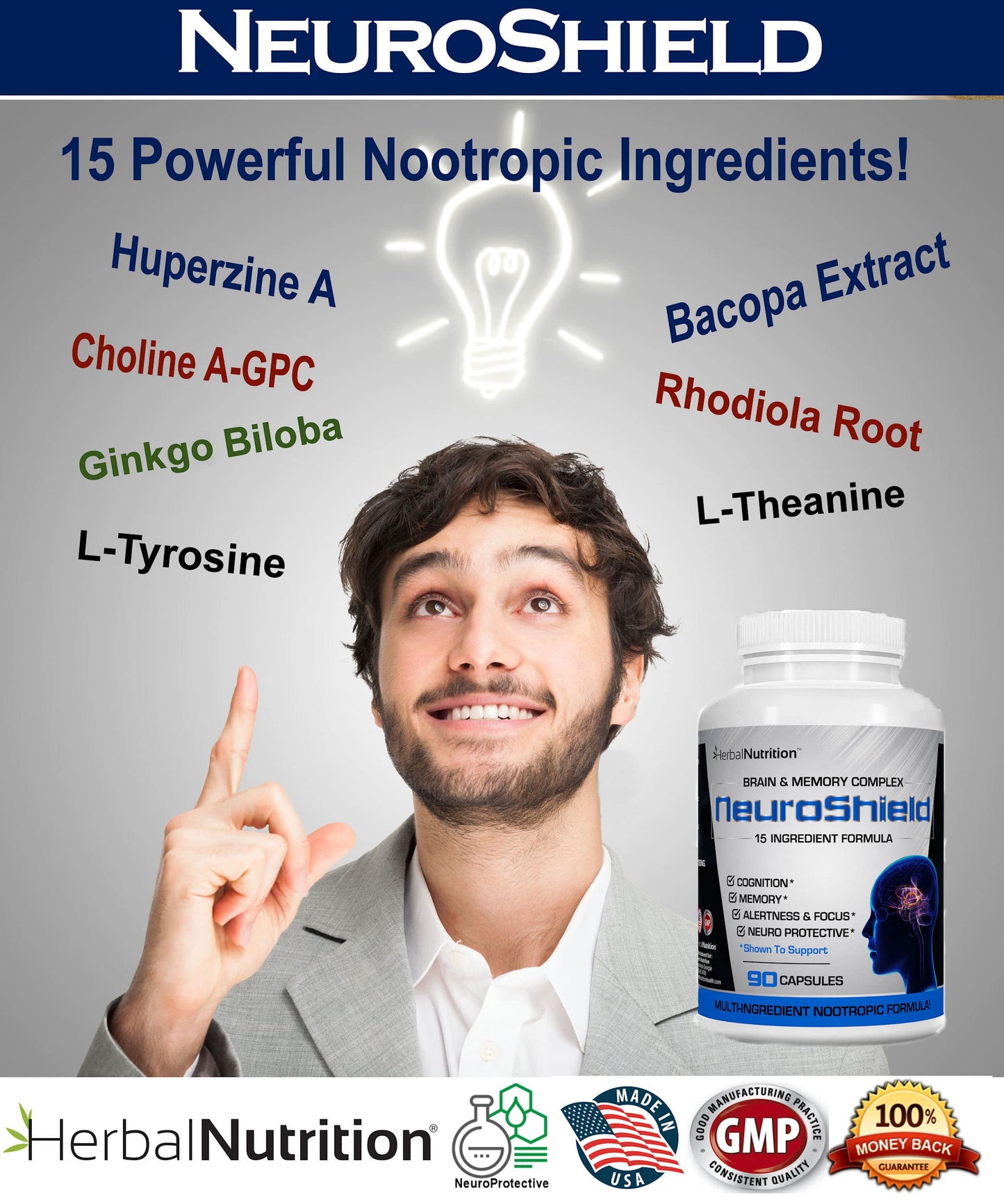 Herbal Nutrition NeuroShield Brain Health & Memory Support Supplement Capsule, 90 Capsules