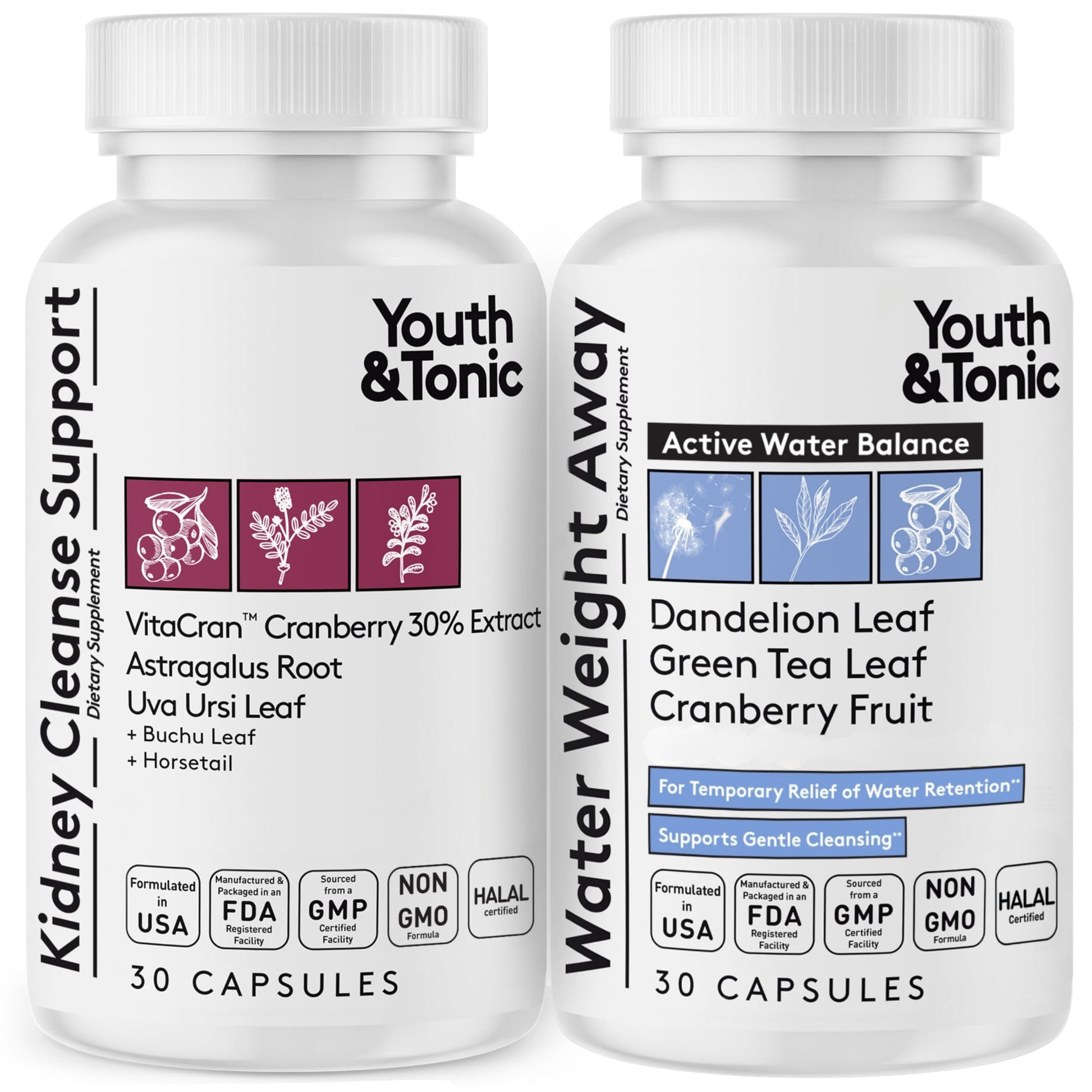 Youth & Tonic Gentle Body Cleanse & Detox – Clean Reset with Natural Flush & Diuretic Balance – 60 Capsules