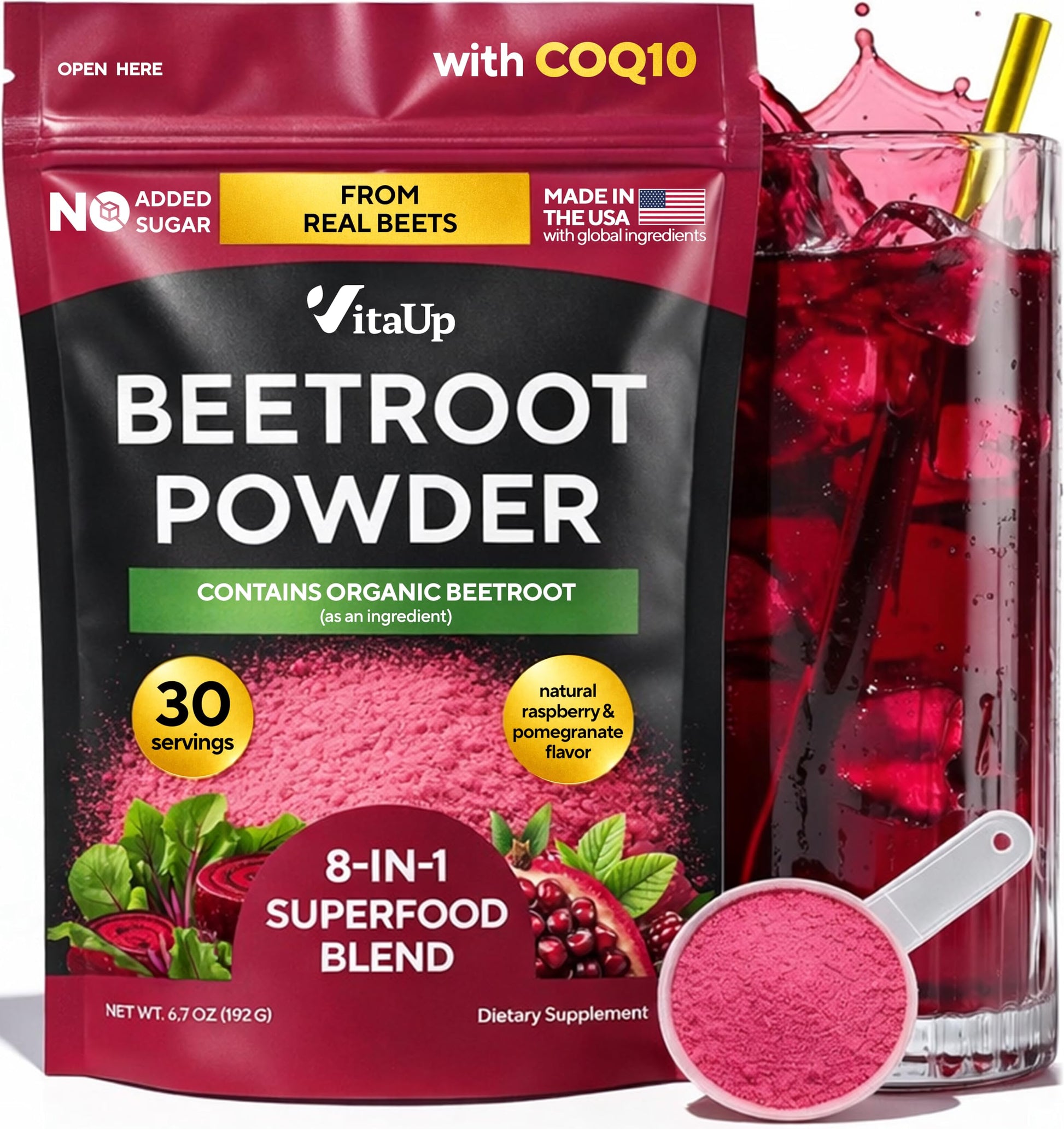 VitaUp Beet Root Powder 8 in 1, 6.7 Ounce