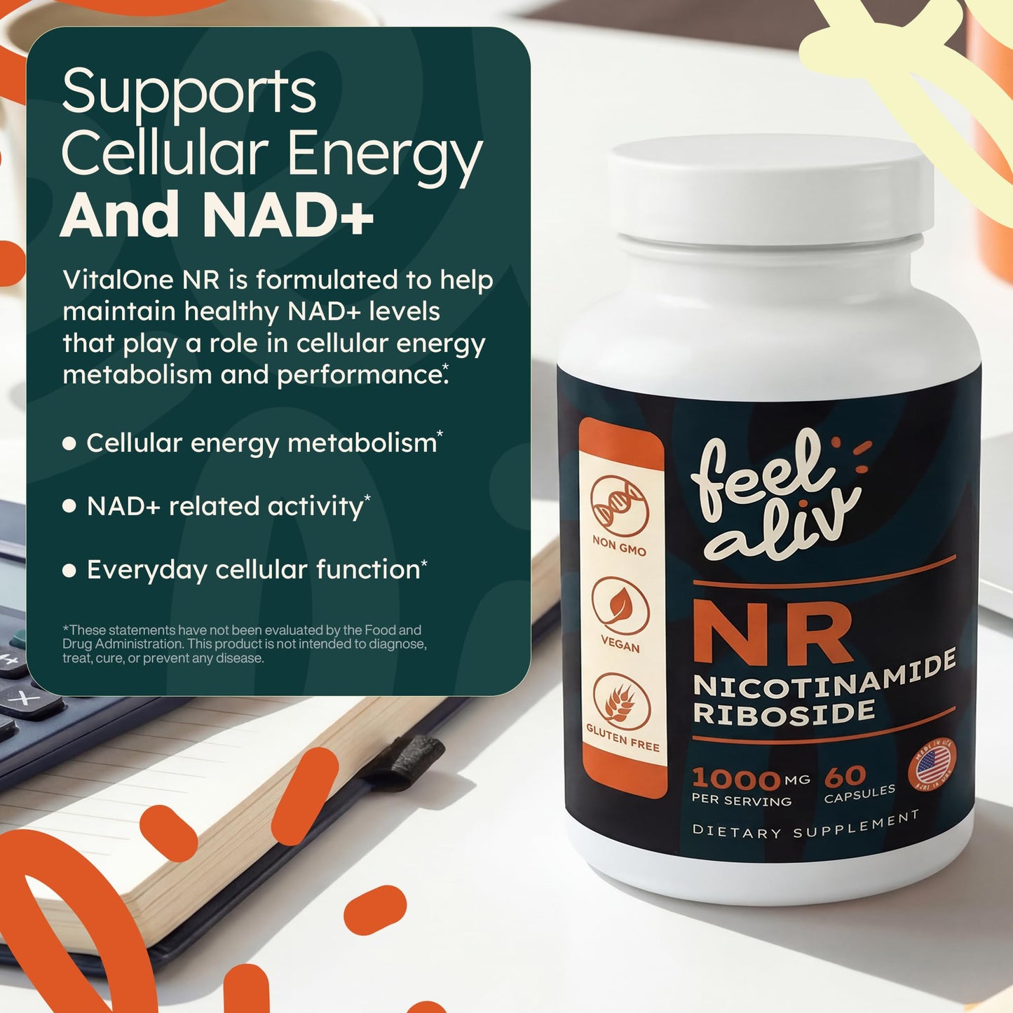 Feelaliv Nicotinamide Riboside NR 1000 mg Capsule, 60 Capsules