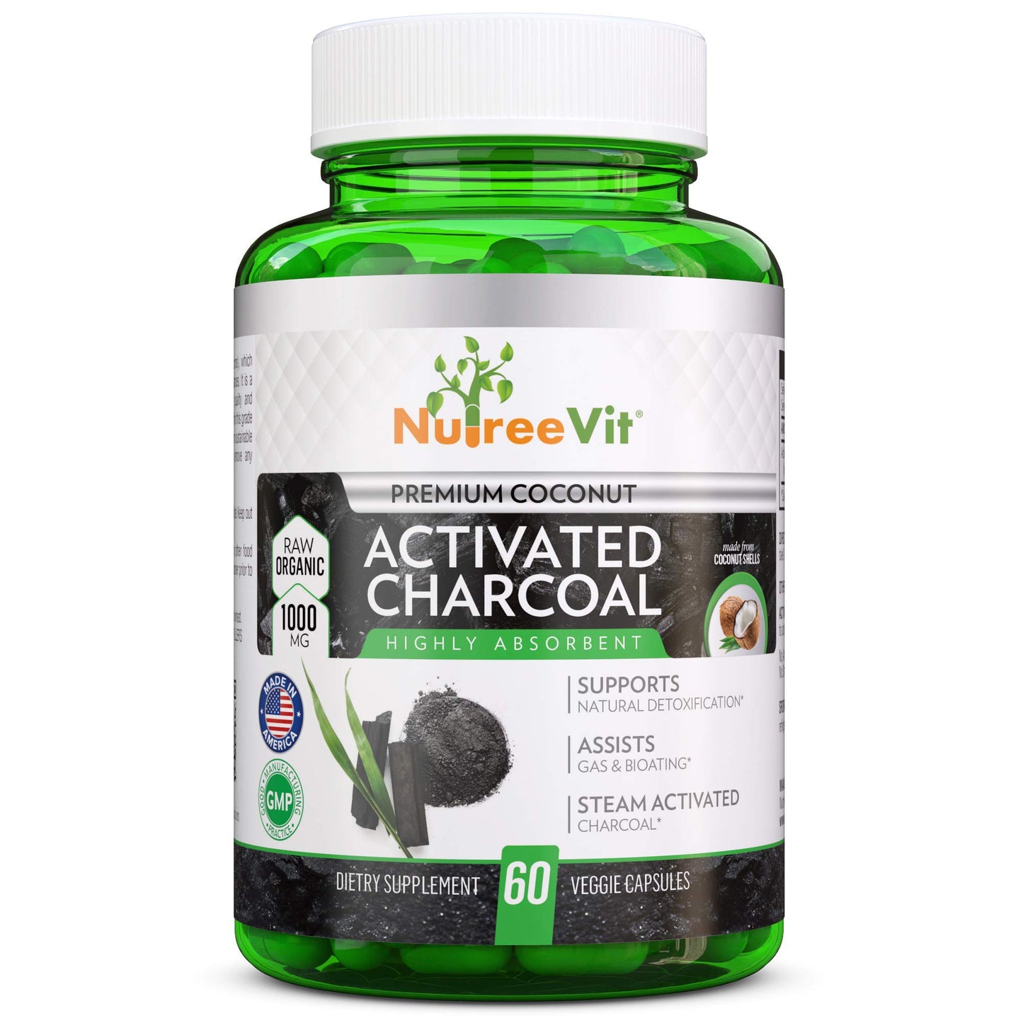 NutreeVit Activated Charcoal Capsules 200 Count