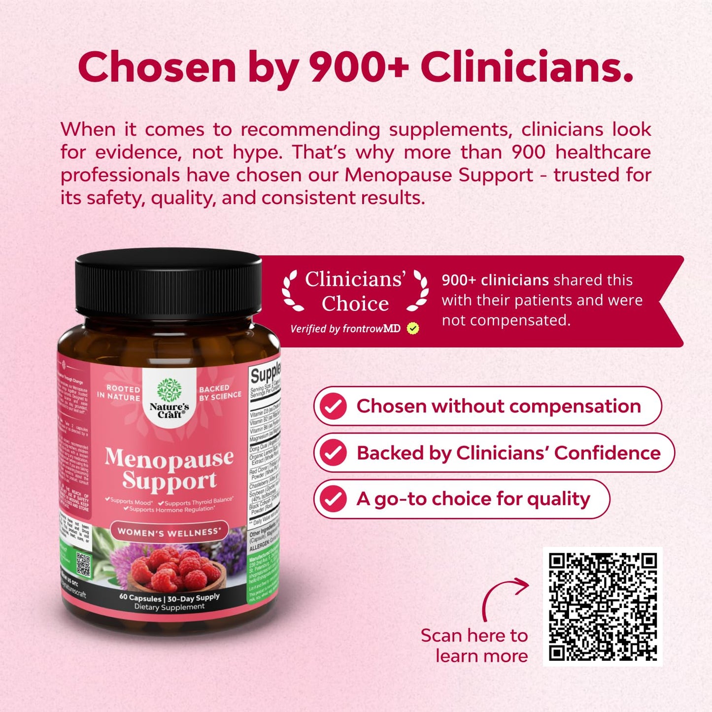 Natures Craft Complete Herbal Menopause Supplement for Women - Female Hormone Balance Capsules for Night Sweats Hot Flashes & Mood Swings with Dong Quai, Chaste Berry & Black Cohosh Root, 60 Capsules