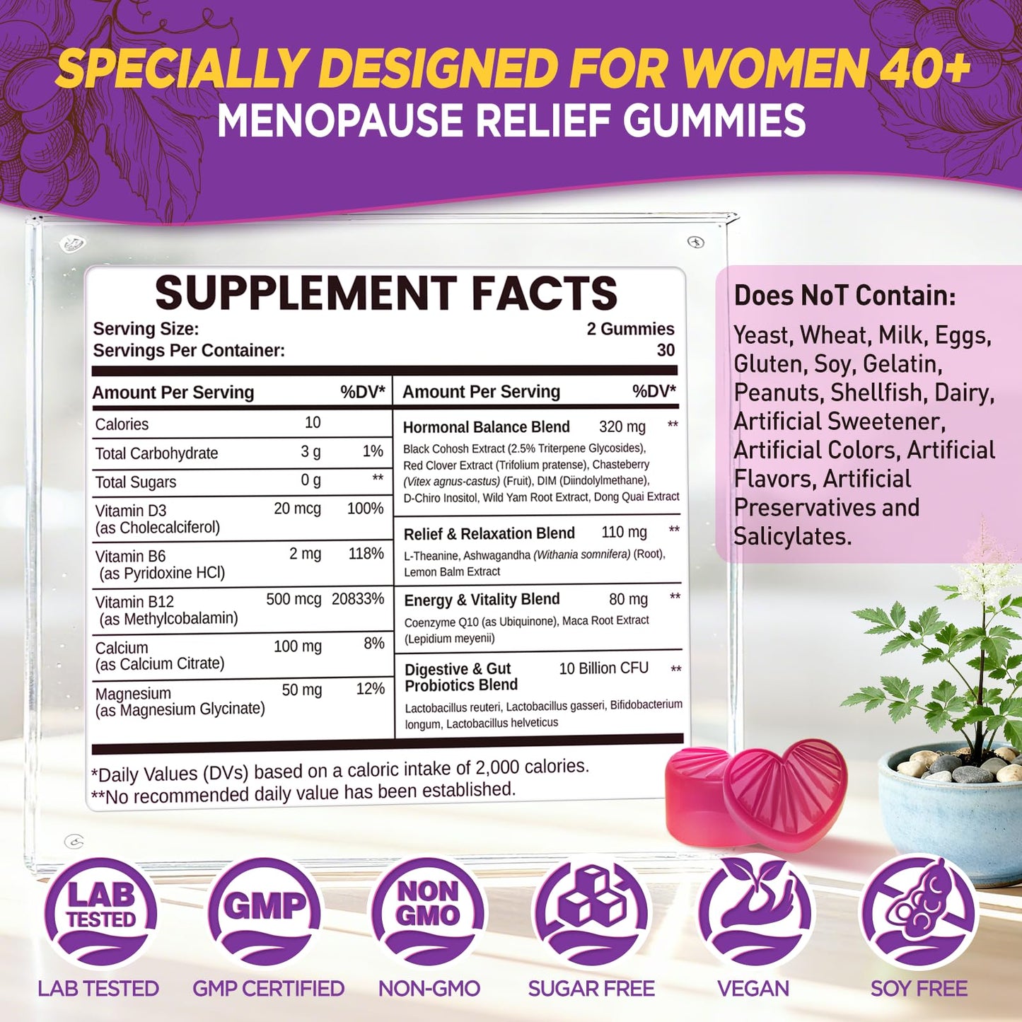NATISLAND Menopause Supplements for Women Gummies, 60 Count