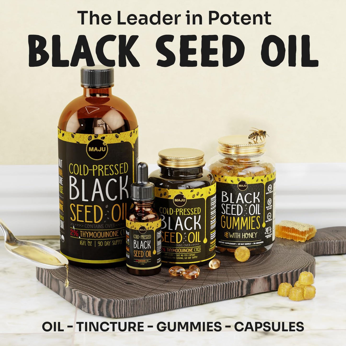 Maju Superfoods Black Seed Oil with Honey 500mg BSO, Gummy, 90 Count