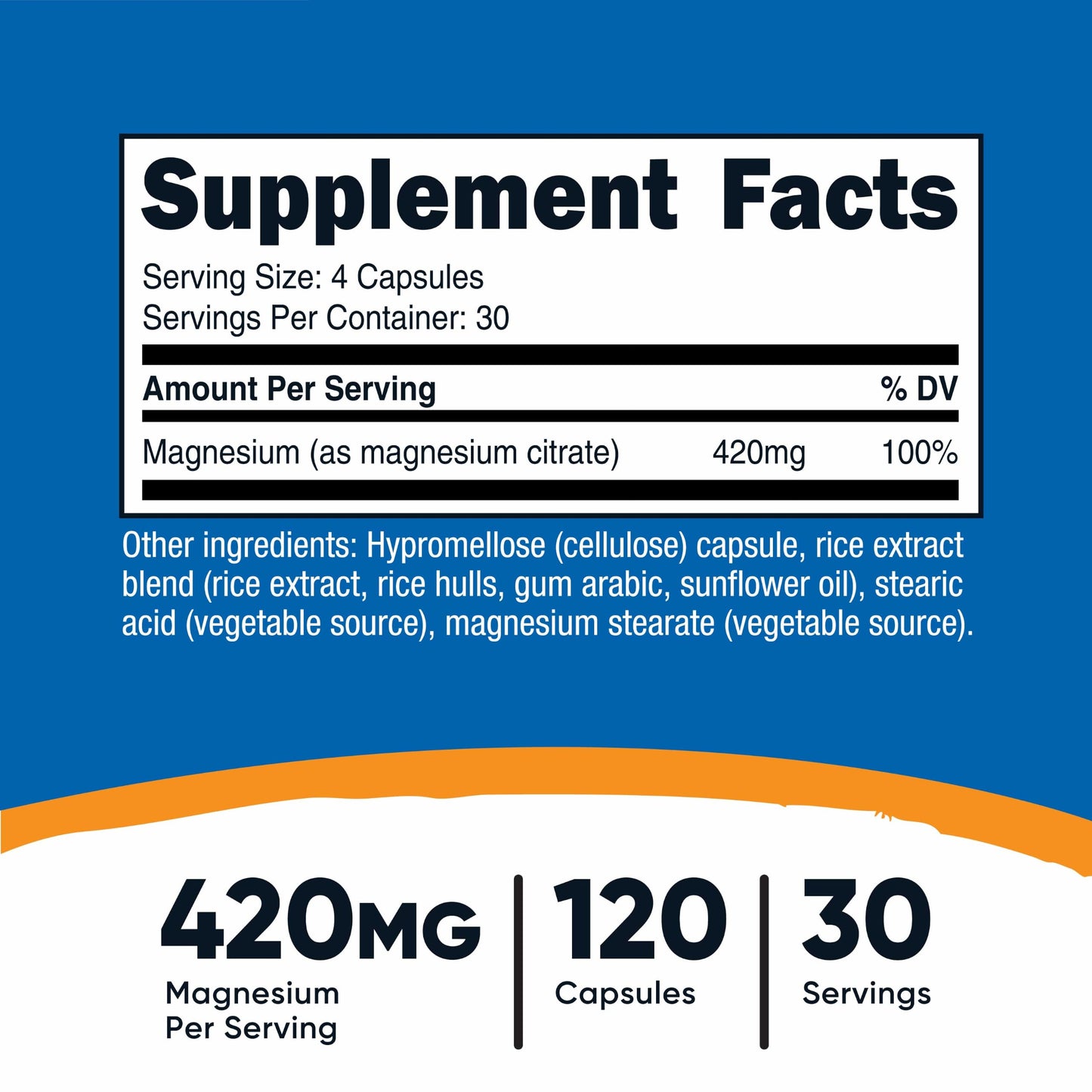 Nutricost Magnesium Citrate 420mg Veggie Capsules, 120 Count