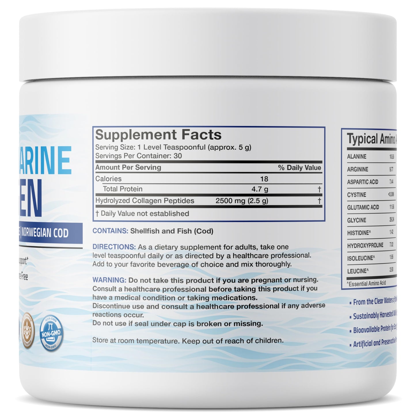 Bronson Marine Collagen Peptides Hydrolyzed Protein Powder 5.29 oz