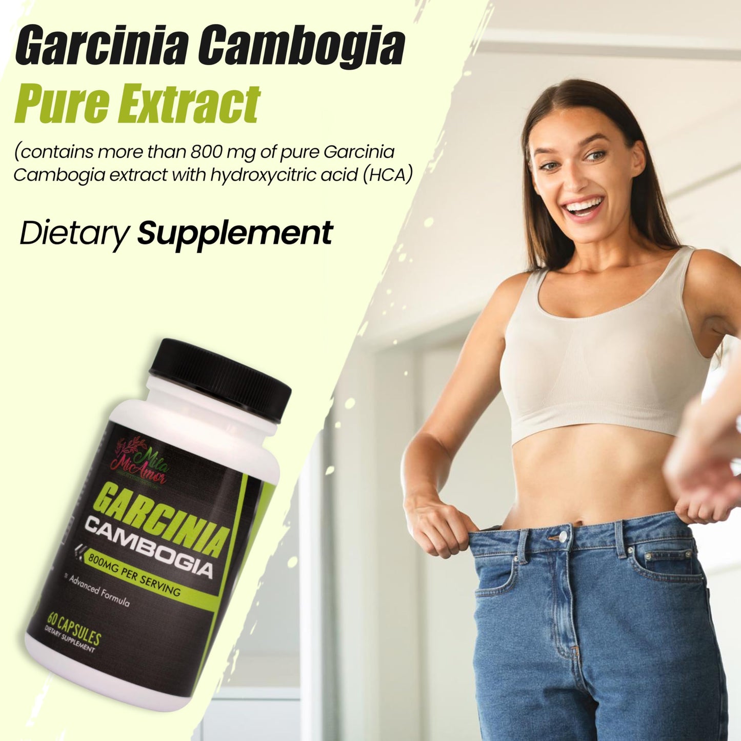 Mila Miamor Garcinia Cambogia Extract Supplement (50% HCA), 800 mg, Capsule, 60 Capsules