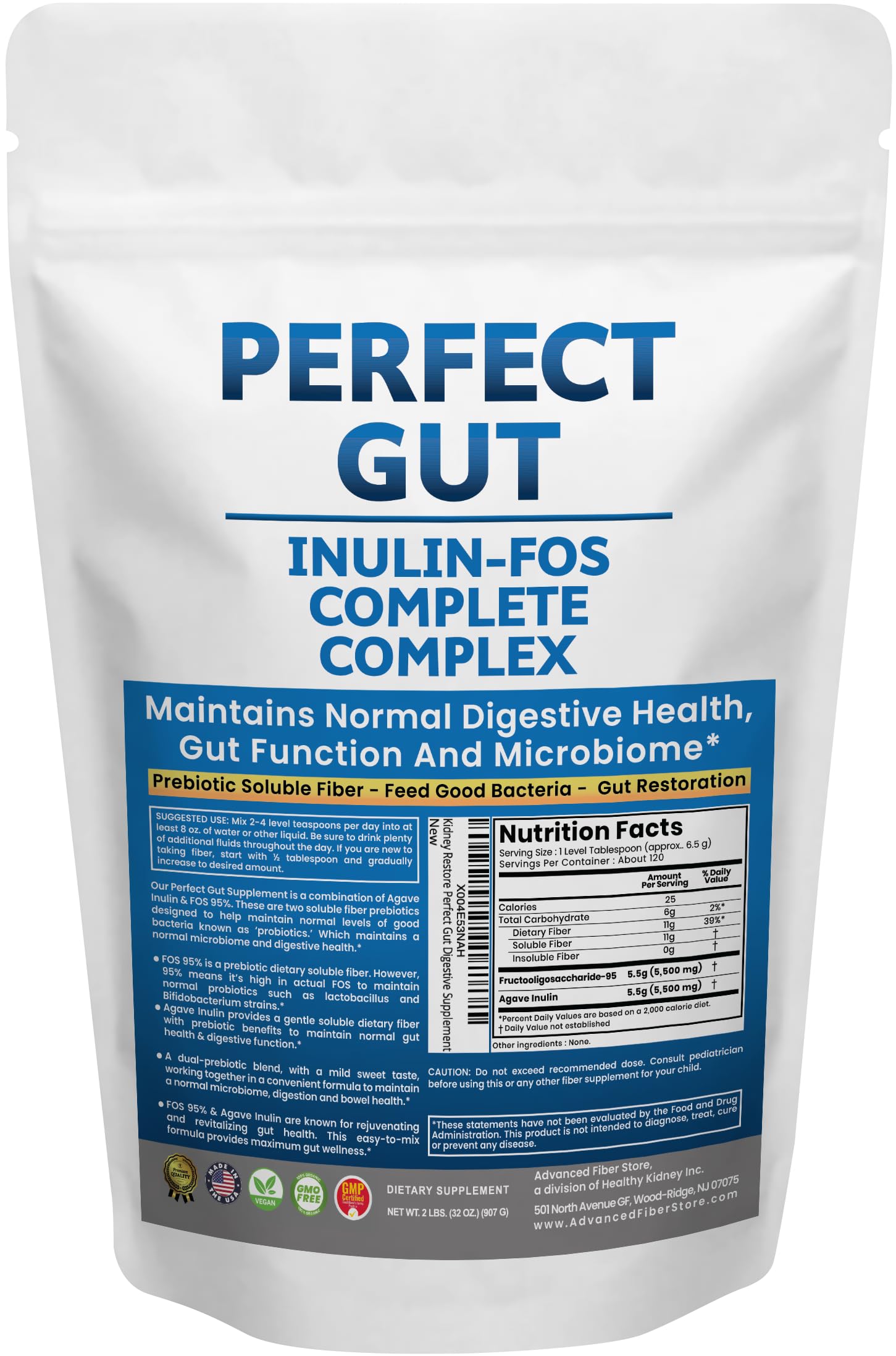 Kidney Restore Perfect Gut Inulin FOS Powder, 32