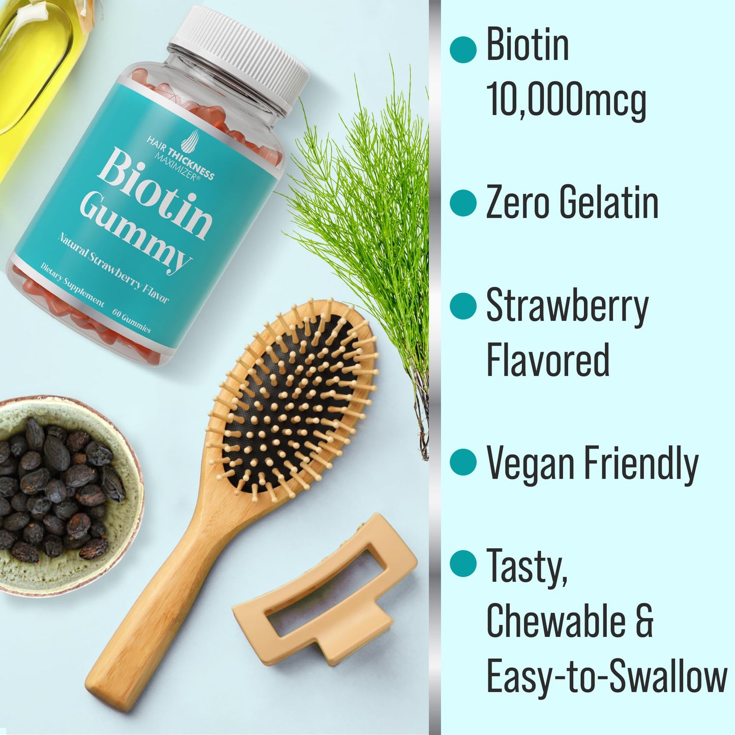 Hair Thickness Maximizer Biotin Gummies for Hair Growth, 60 Gummies