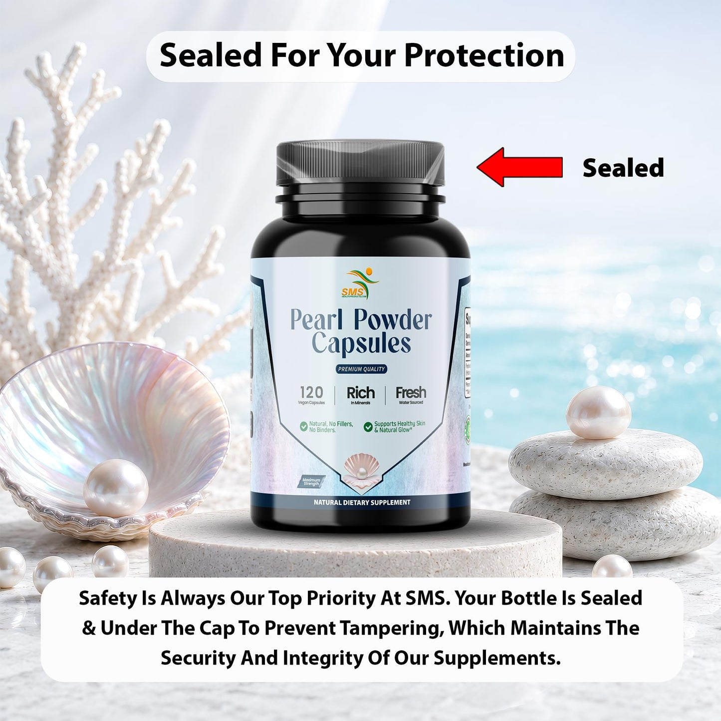 SMSHEALTHPRODUCTS.com Pearl Powder Capsules 120 Count