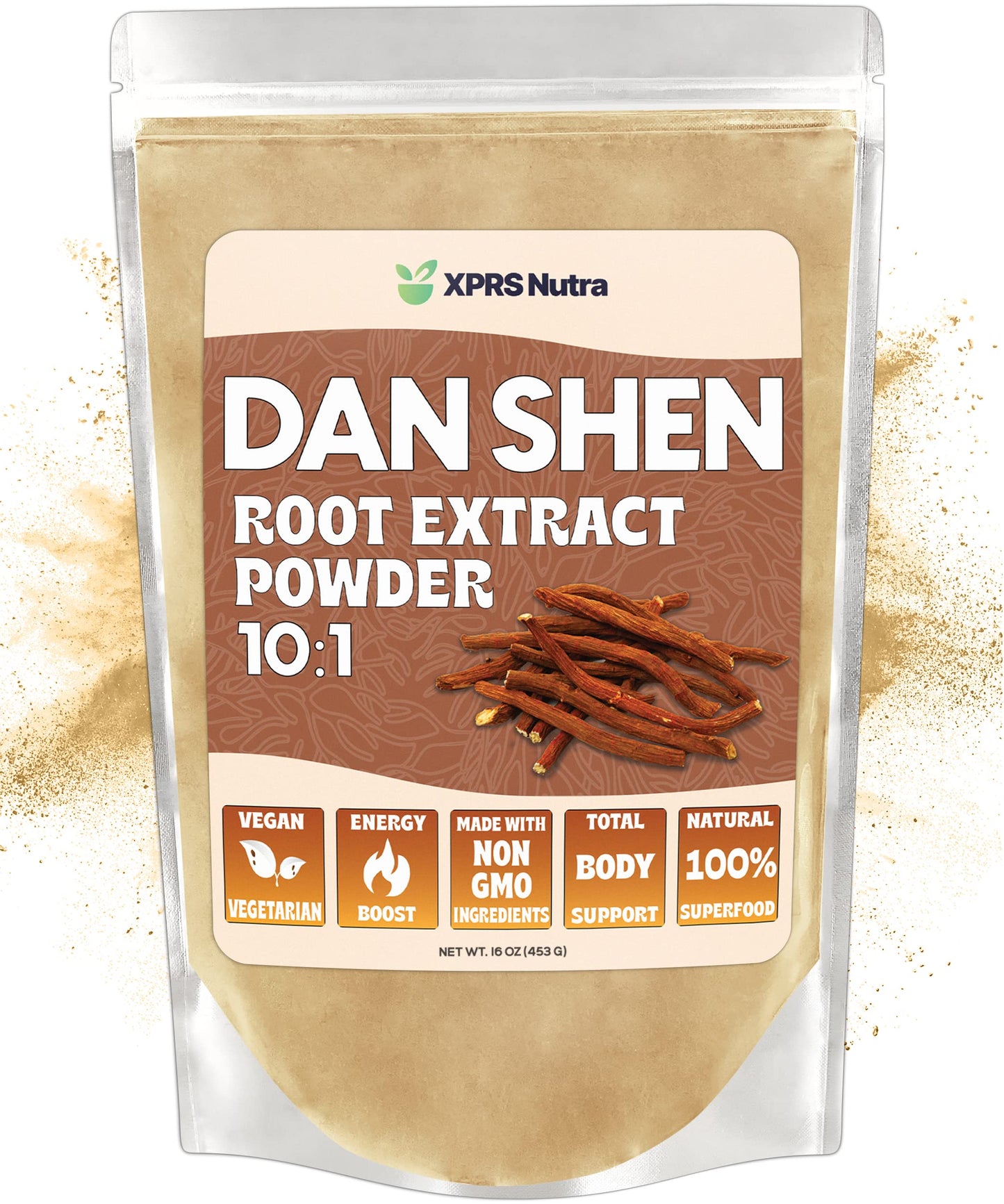 XPRS Nutra Dan Shen Root Extract 10:1 Premium Dan Shen (Red Sage) Concentrated Powder, 16 oz