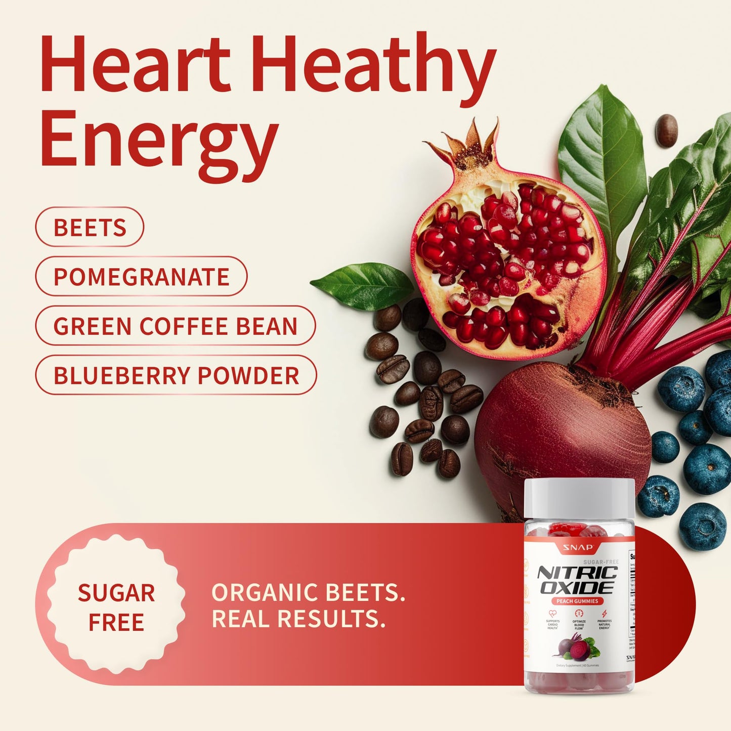 Snap Supplements Nitric Oxide Beet Root Gummies, 60 Gummies
