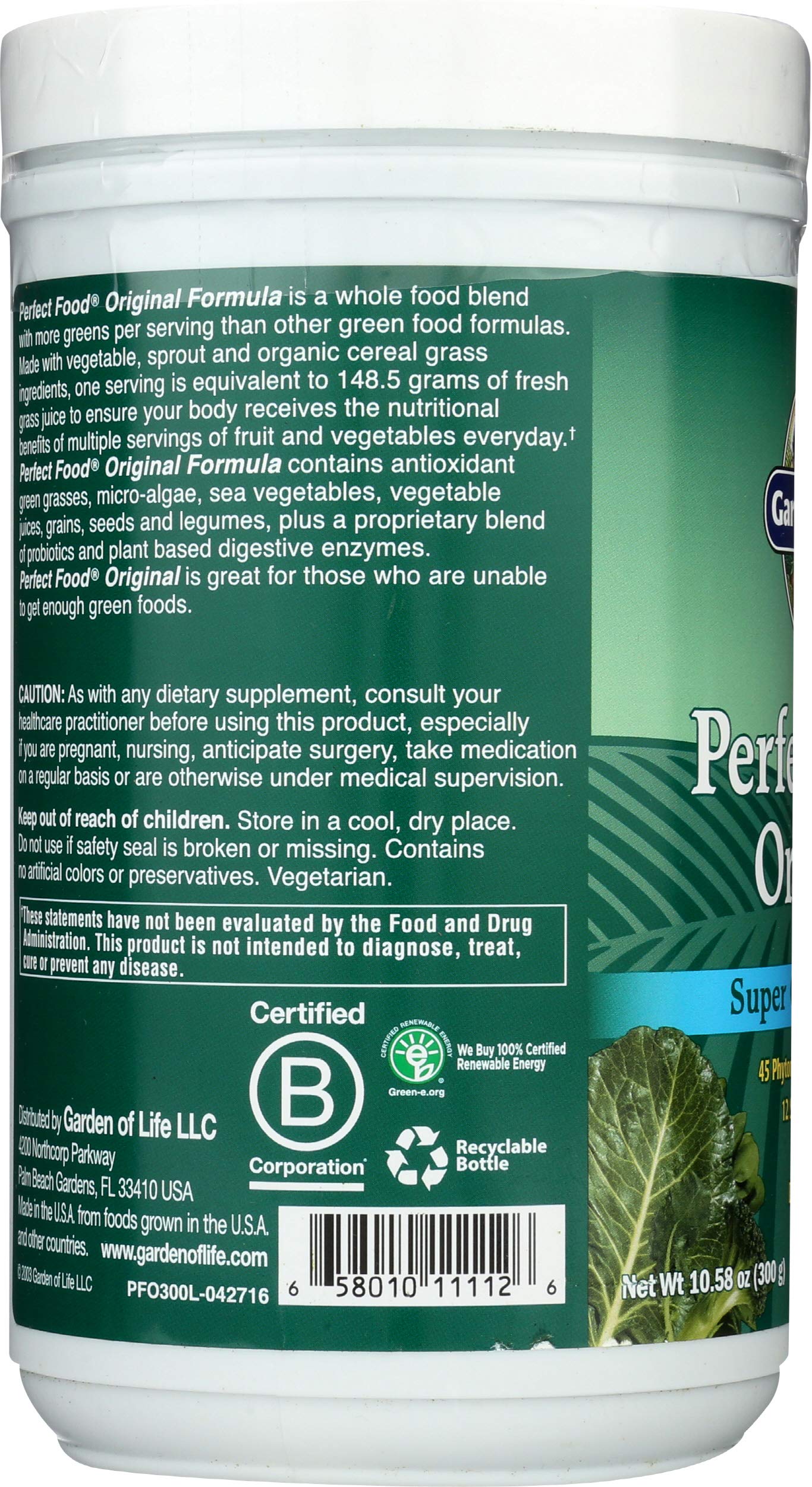Garden of Life Perfect Food Powder 10.58 Ounce