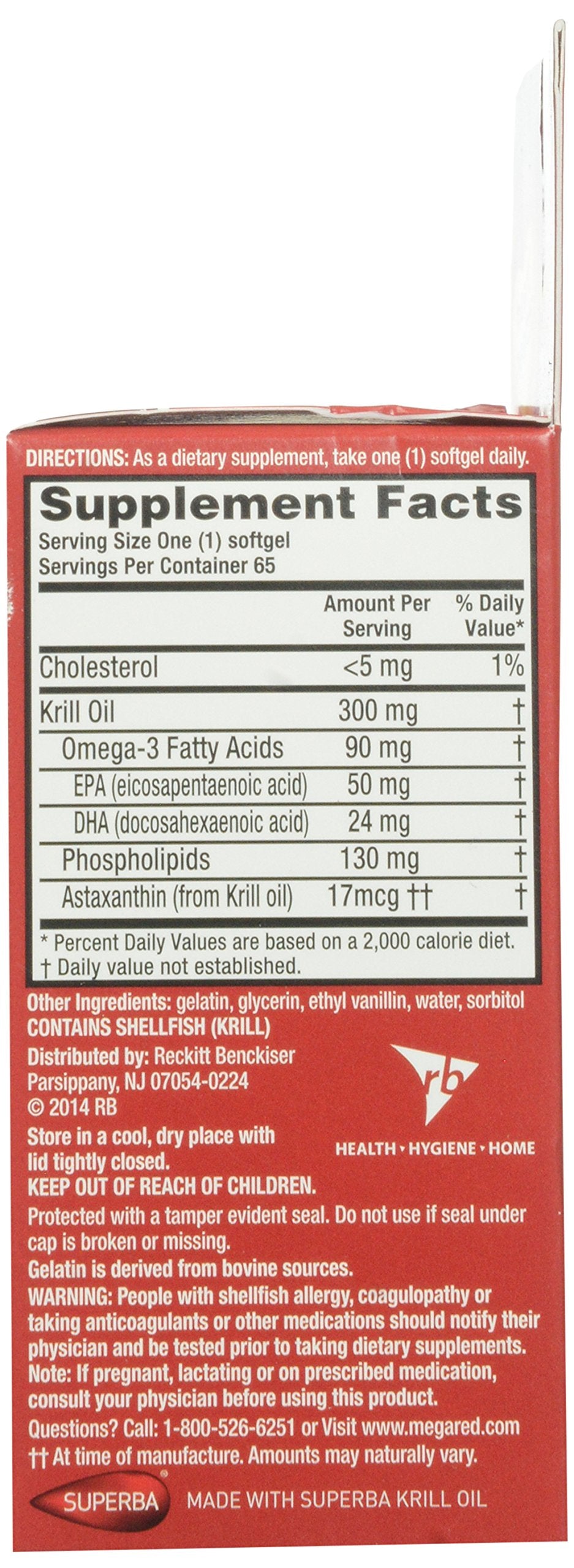 Megared MegaRed 350mg Omega-3 Krill Oil Softgels, 60 Softgels