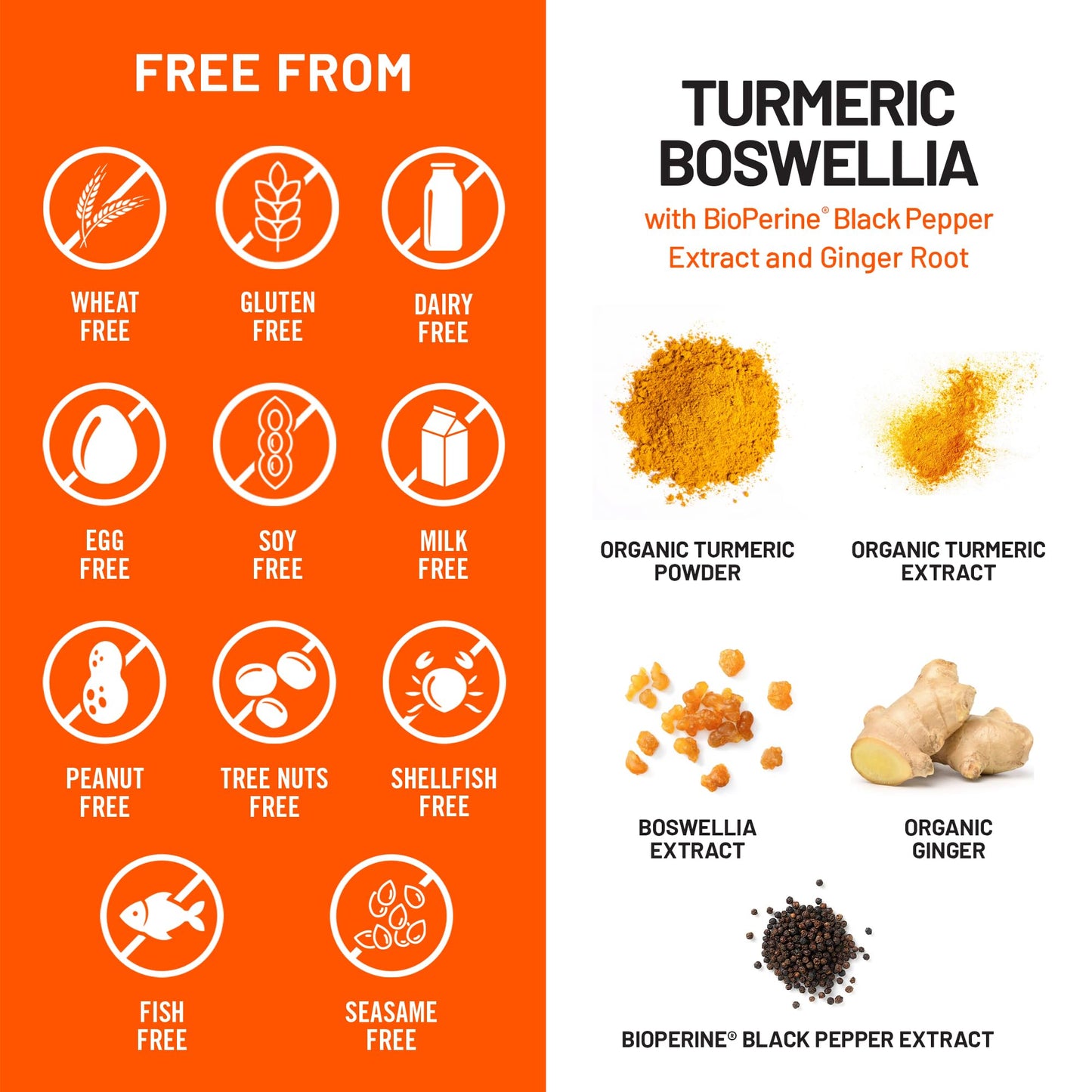 NatureWise Turmeric Boswellia Supplement with BioPerine & Organic Ginger Root, 60 Capsules
