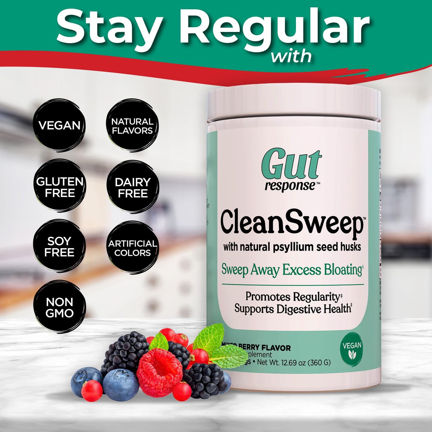 Windmill Gut Response CleanSweep with Natural Psyllium Seed Husks & Beet Fiber Powder, 12 oz
