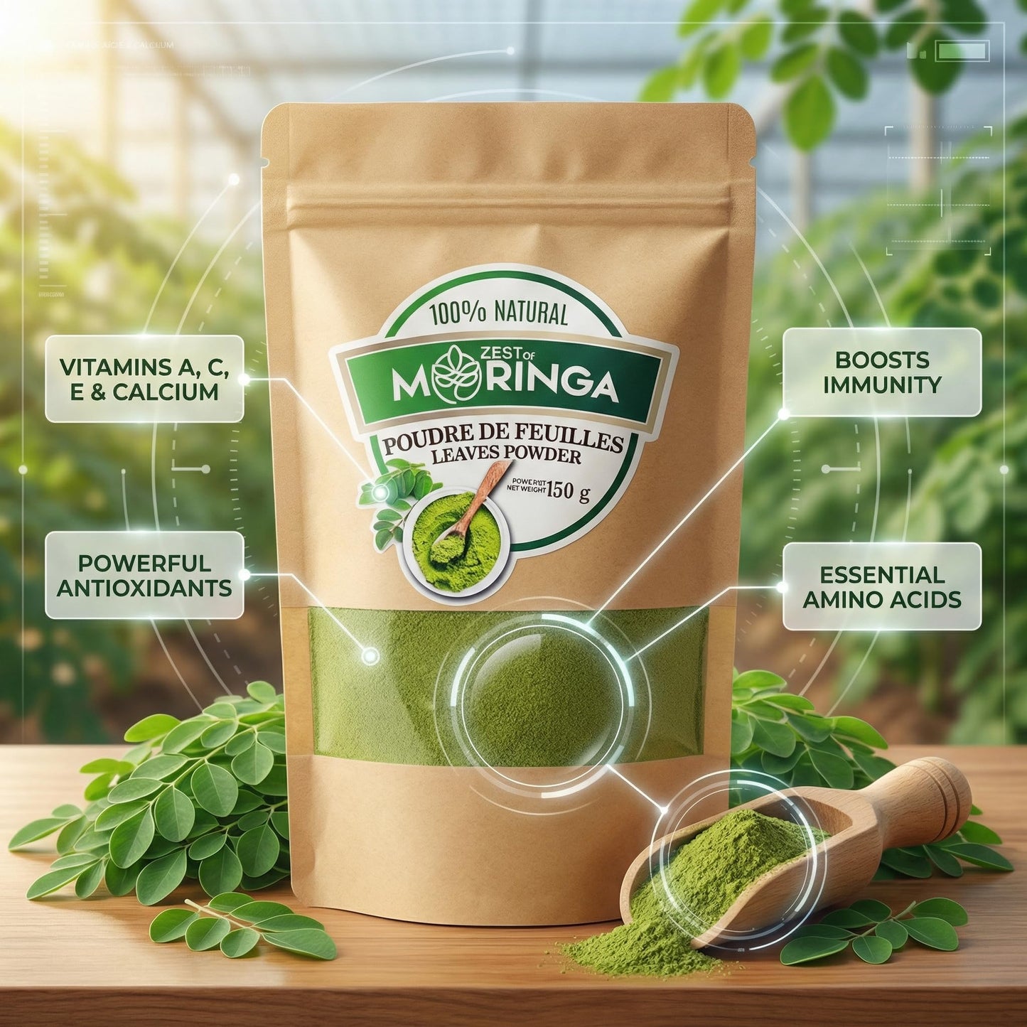 Zest Of Moringa Pure Moringa Oleifera Powder 5.29 Ounce