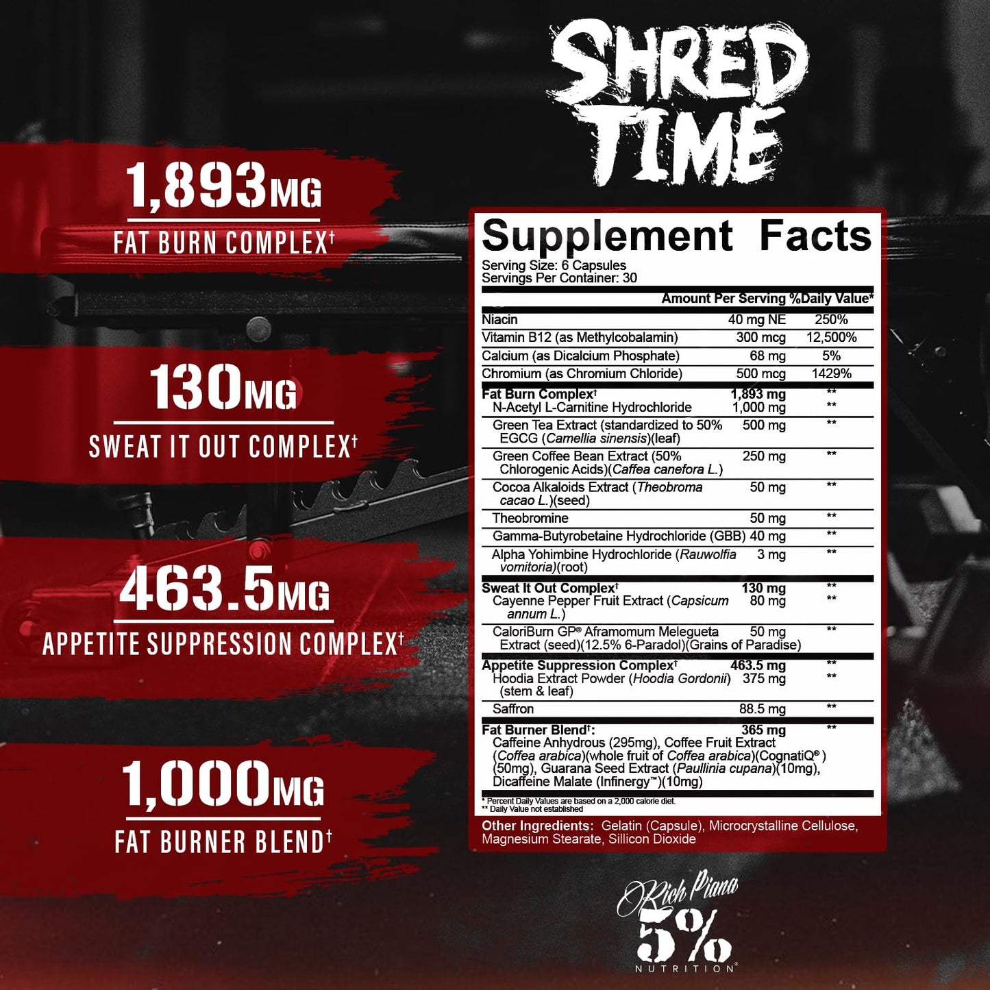 5% Nutrition Shred Time Fat Burner Capsules, 180 Count