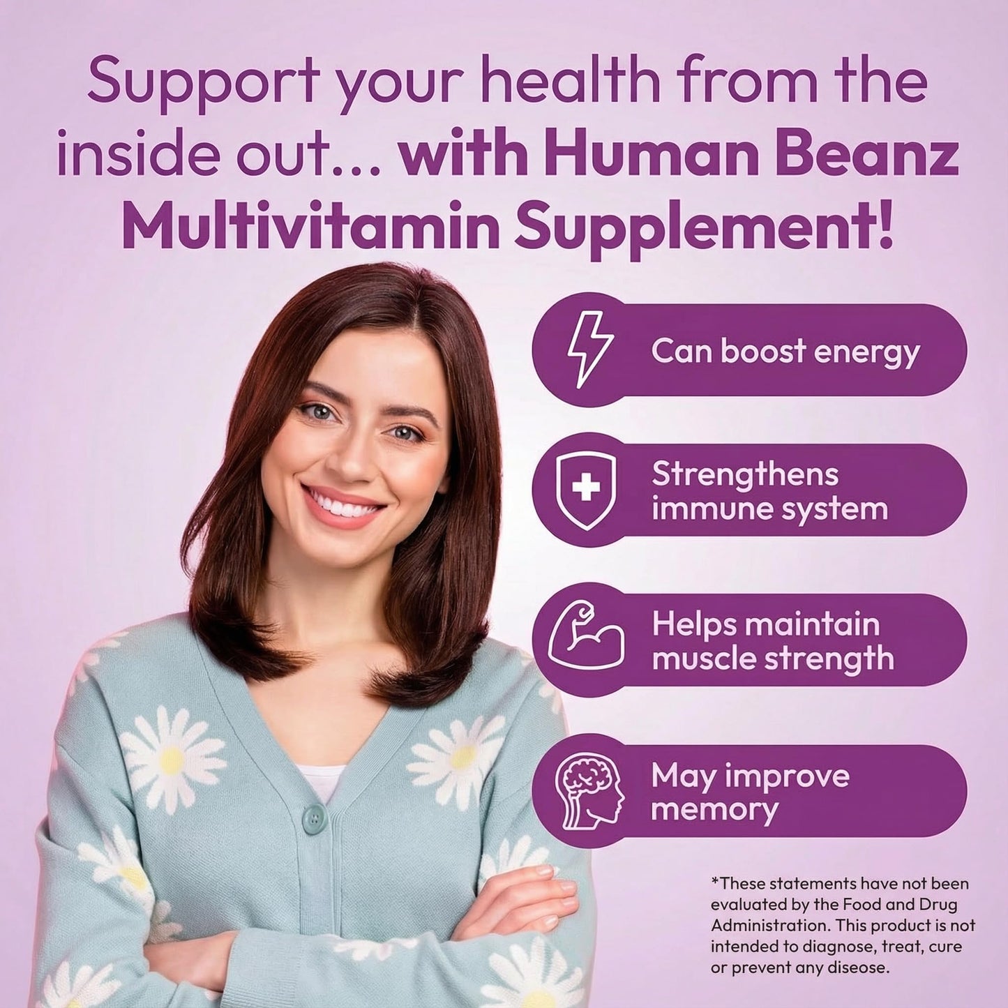 Human Beanz Multivitamin Jelly Bean Gummies with Zinc for Men and Women, Berry Blast Flavor, 120 Gummies
