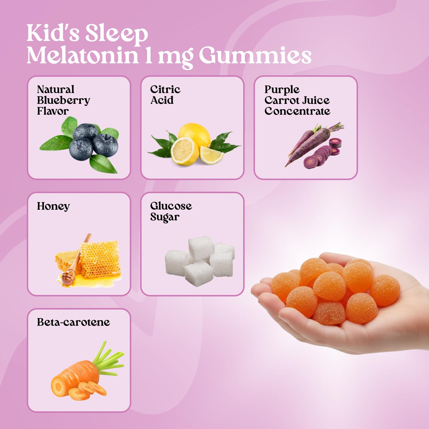 VITA GLOBE Kids Sleep Melatonin 1mg Gummies 60 Count