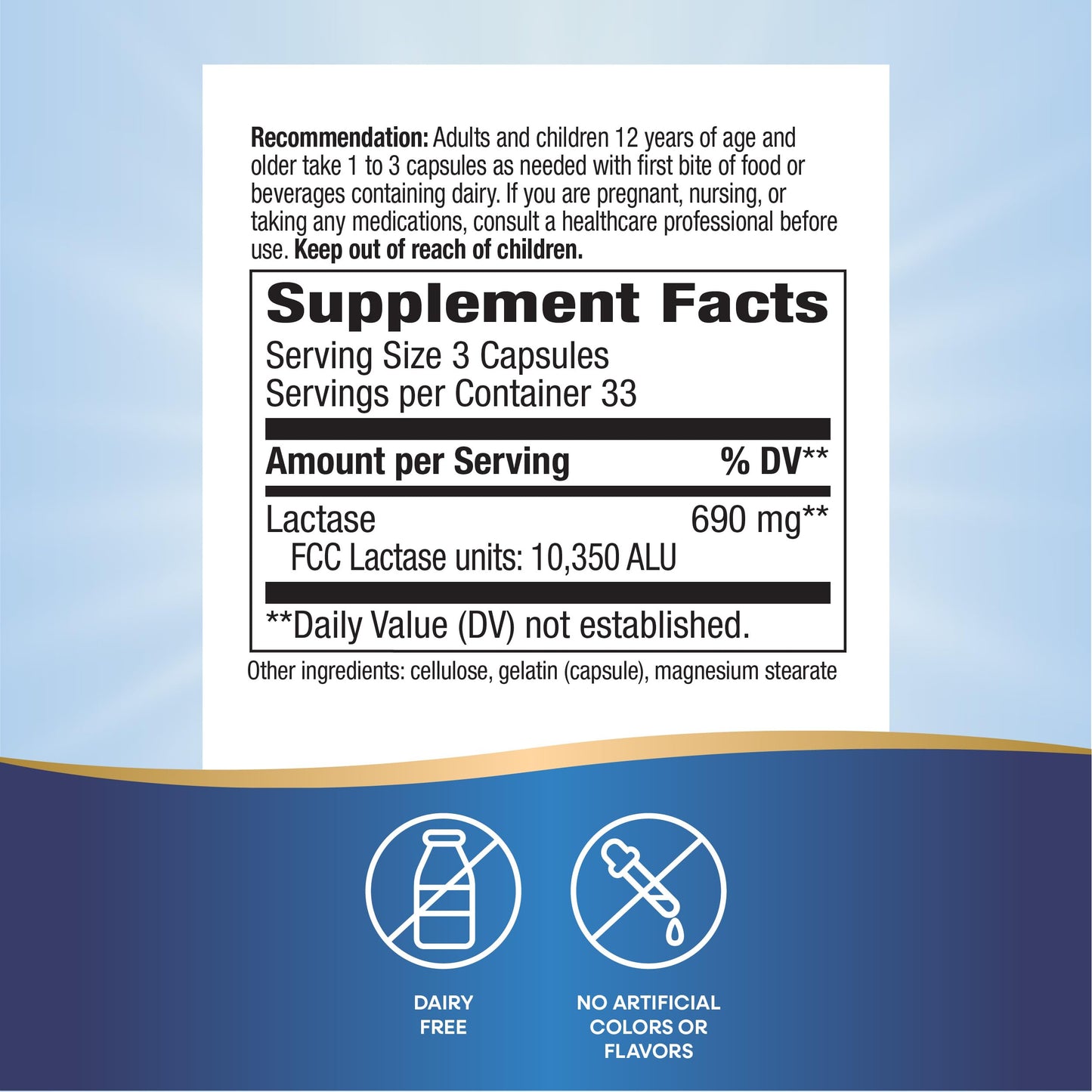 Nature's Way Lactose Defense Digestive Enzymes, Supports the Digestion of Dairy, 690 mg lactase per 3-Capsule Serving, 100 Capsules