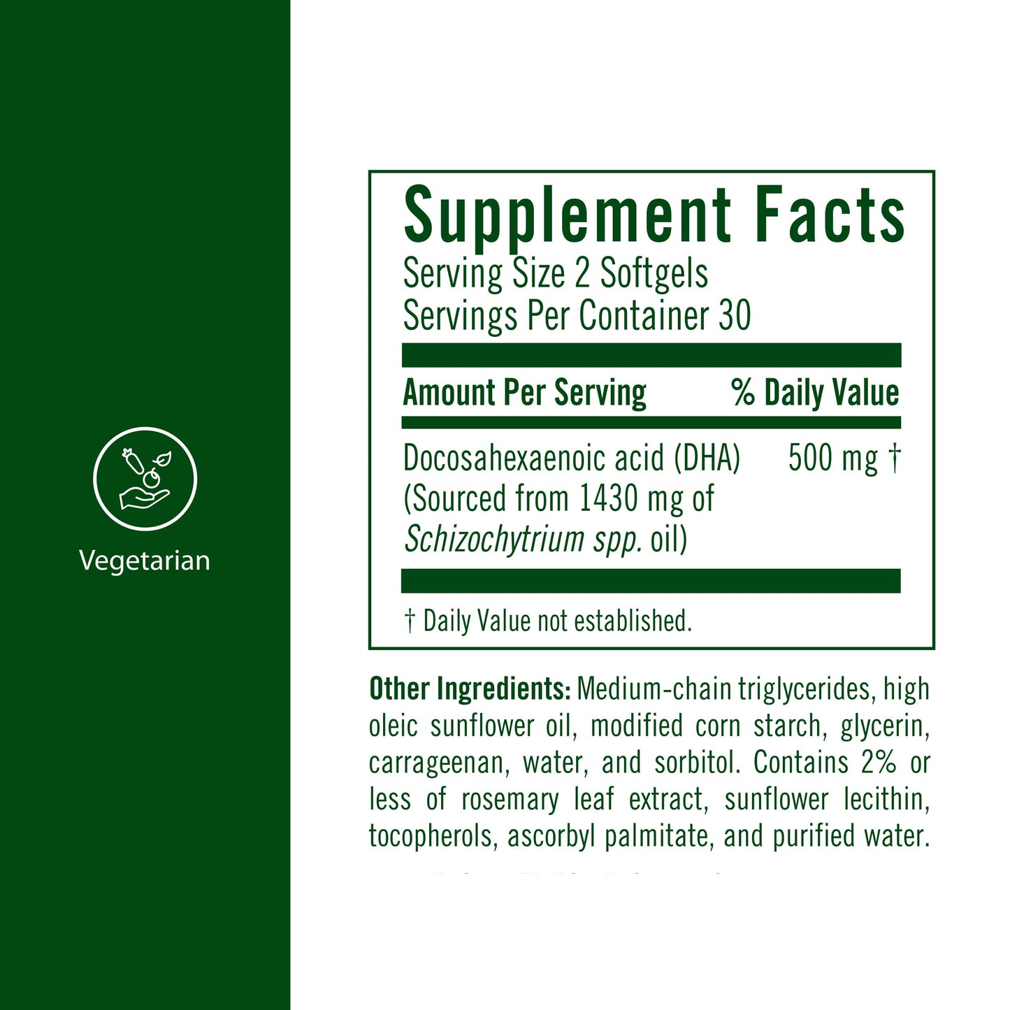 Flora DHA Vegetarian Algae GreenCaps Plus Softgels, 60 Count