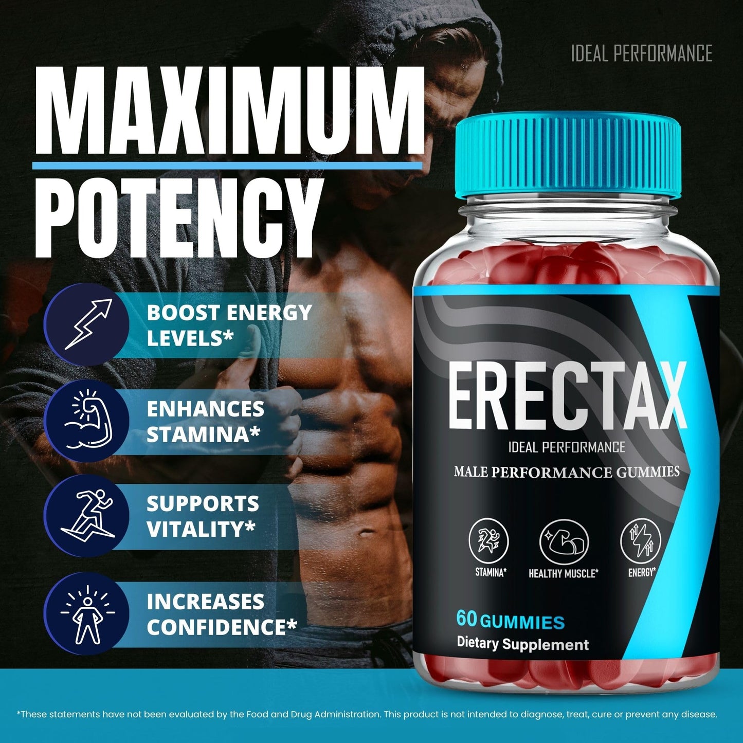 Ideal Performance Erectax Gummies, 60 Count