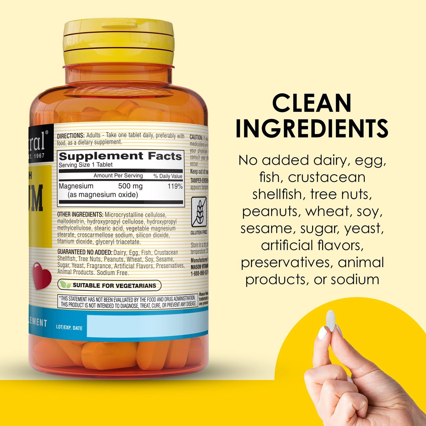 Mason Natural Magnesium 500 mg Extra Strength Tablets, 300 Count