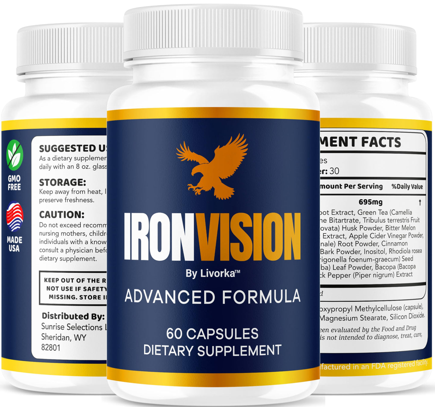 LIVORKA Iron Vision Eye Supplement Capsule, 300 Capsules