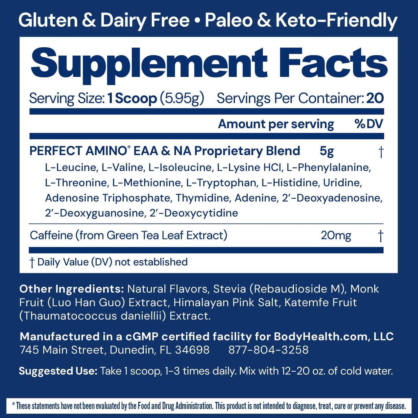 BodyHealth PerfectAmino BCAA and EAA Powder 4 oz