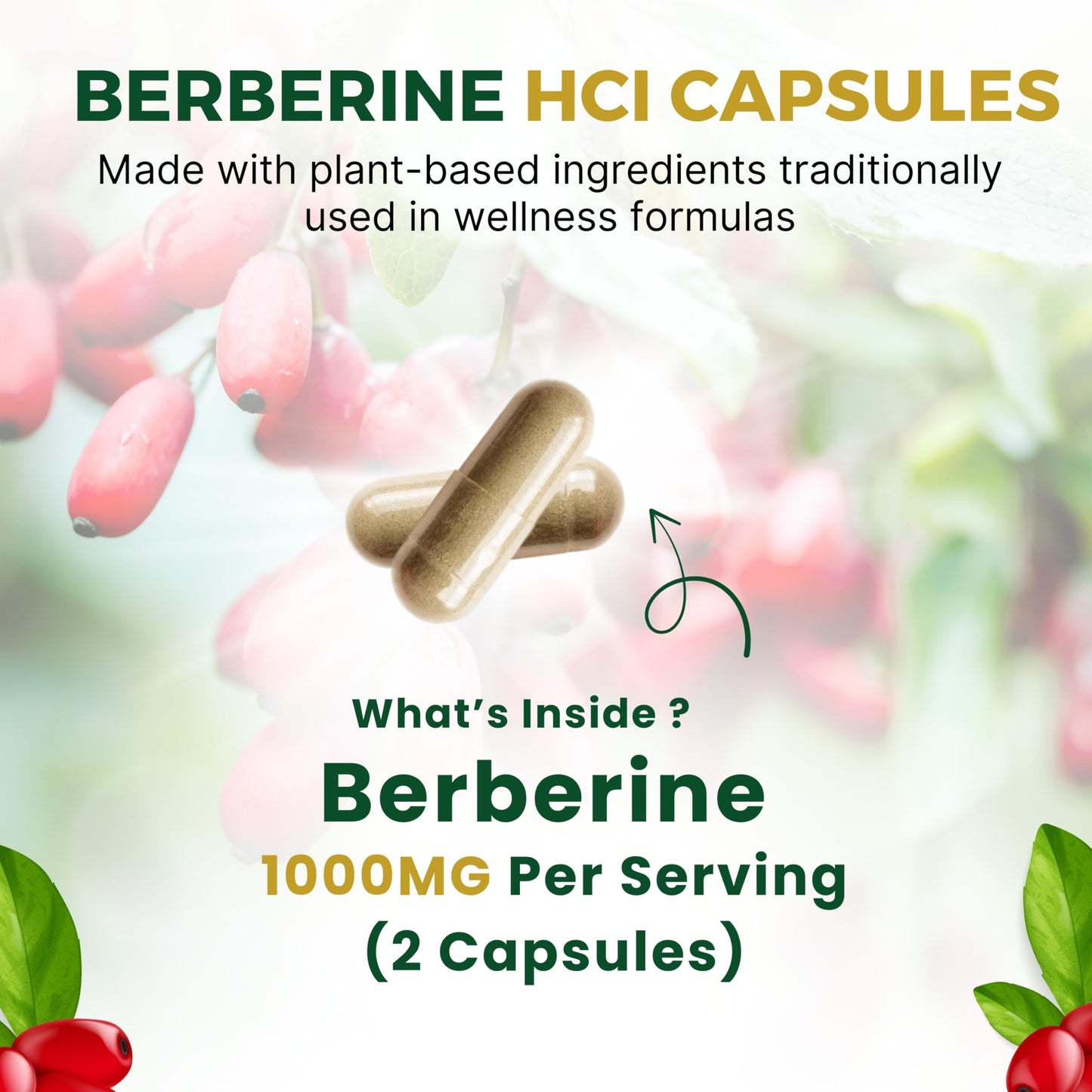 VEYORA Berberine HCl 1000 mg Capsules, 60 Count